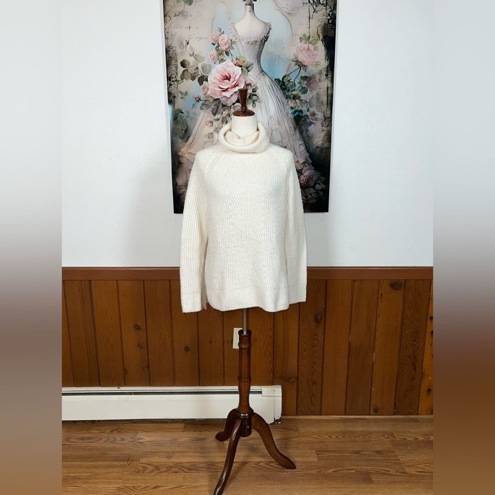 Madewell Cozy Madewell Mercer Ribbed Cream Turtleneck Sweater! Size S / US 4 / IT 40 - 2 Thumbnail