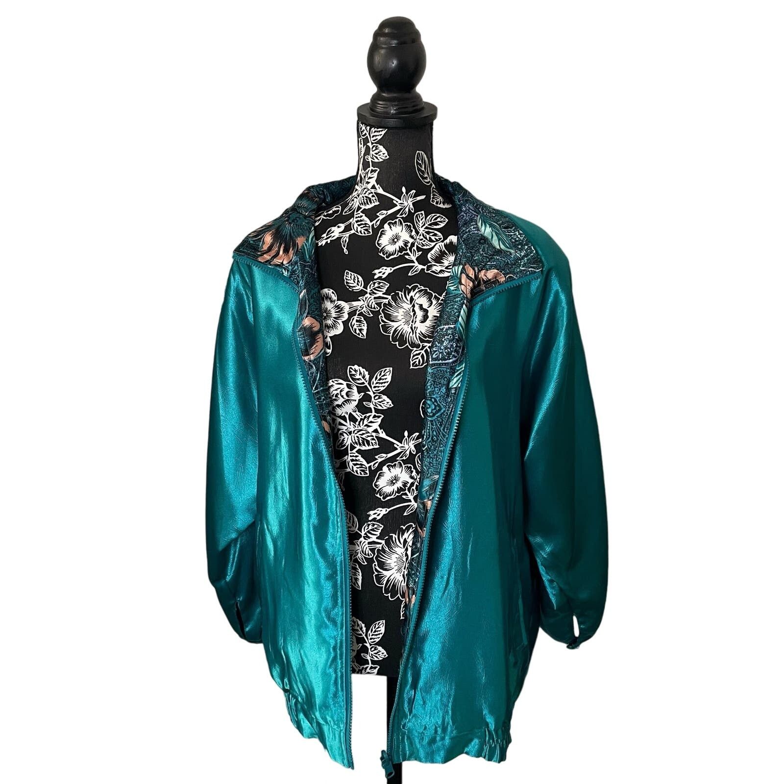 Vintage RAFAEL Reversible Floral Satin Bomber Track Jacket Medium Size US M / EU 48-50 / 2 - 2 Thumbnail