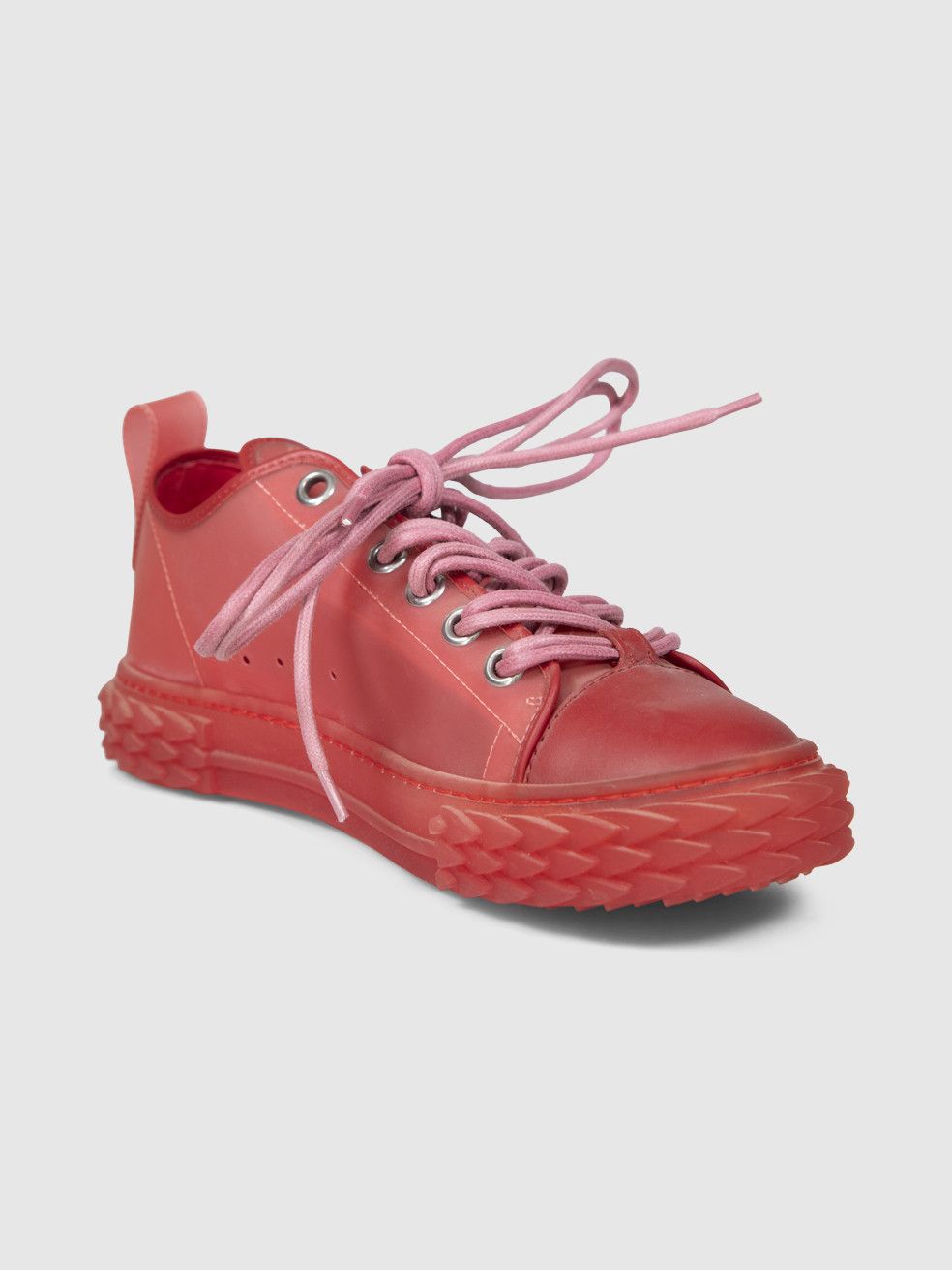 Giuseppe Zanotti Red Lace Up Blabber Trainers Size US 7 / IT 37 - 1 Thumbnail