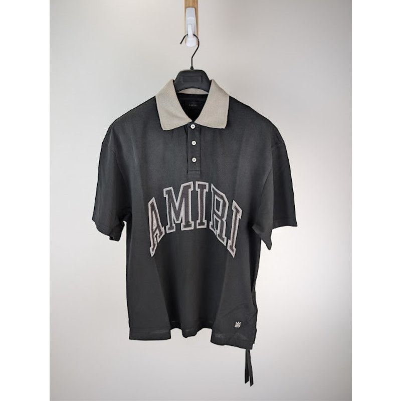 Amiri o1rshd1 Vintage Oversized Short-Sleeved Polo Shirt in Black Size US L / EU 52-54 / 3 - 1 Thumbnail