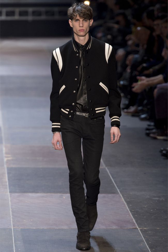 Hedi Slimane × Saint Laurent Paris Saint Laurent Paris Black Wool Teddy Varsity Jacket SS16 Size US M / EU 48-50 / 2 - 1 Thumbnail