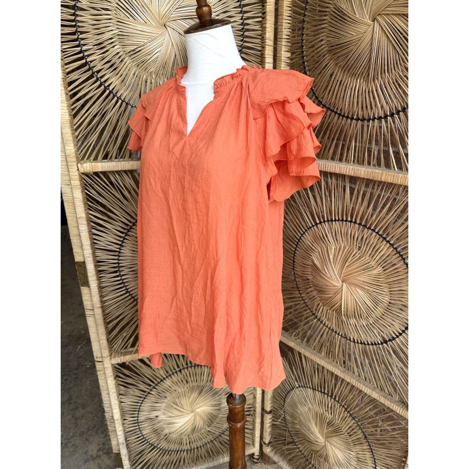 Nanette Lepore VINTAGE Nanette Lepore Blouse Womens Large Orange Flutter Sleeve Peasant NWT Size L / US 10 / IT 46 - 4 Thumbnail