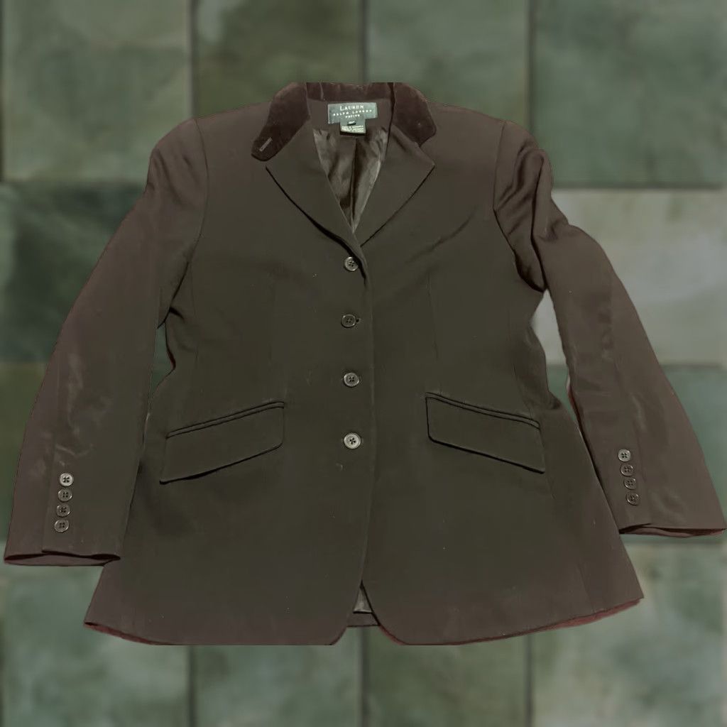 Ralph Lauren Lauren Ralph Lauren Blazer Wool Blend 4-Button Front Mid-Length Herringbone Black Petite 10P Women Size L / US 10 / IT 46 - 1 Thumbnail