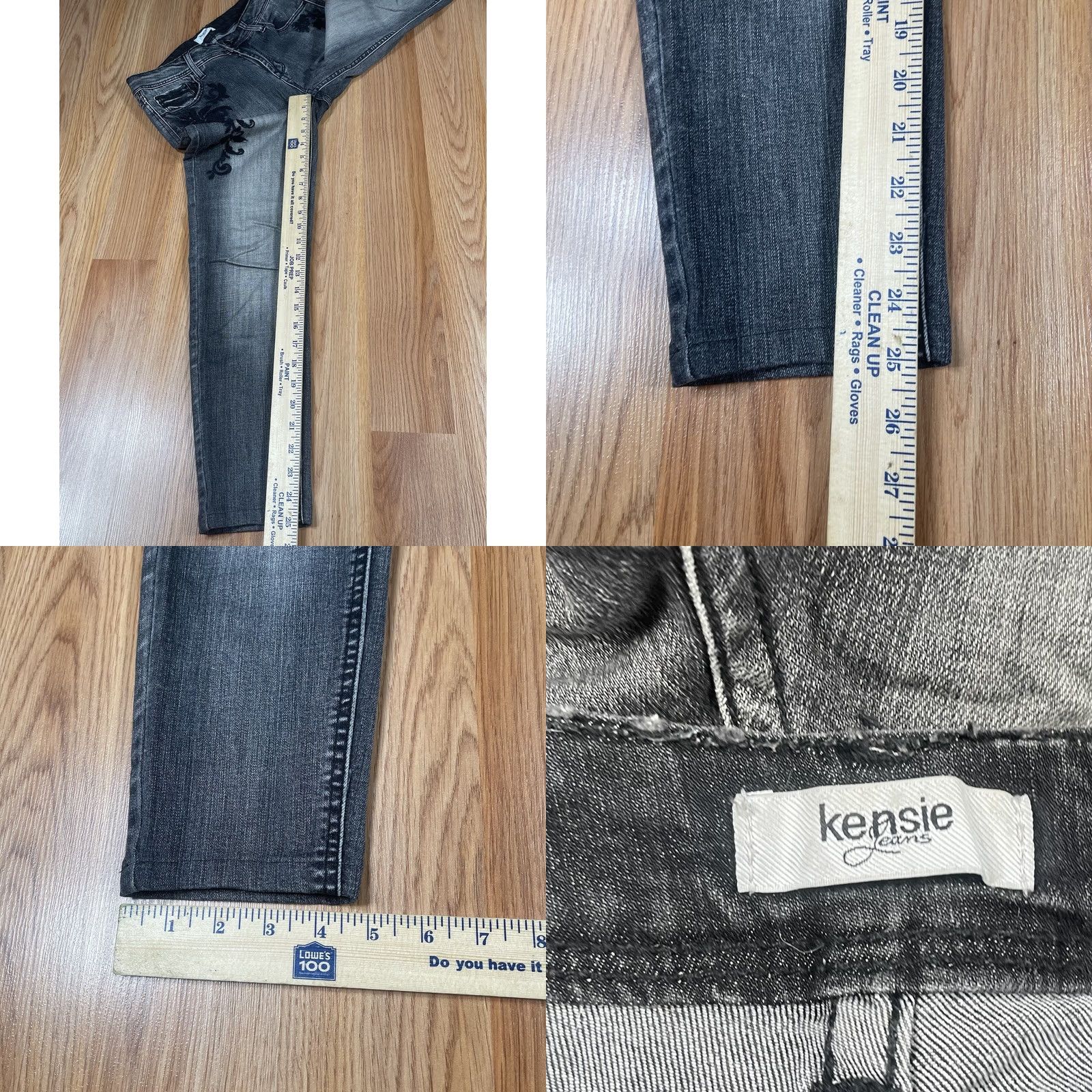 Vintage Kensie Jeans Women’s Skinny Black Denim Floral Embroidered Stretch Mid Rise Size 26" / US 2 / IT 38 - 8 Thumbnail
