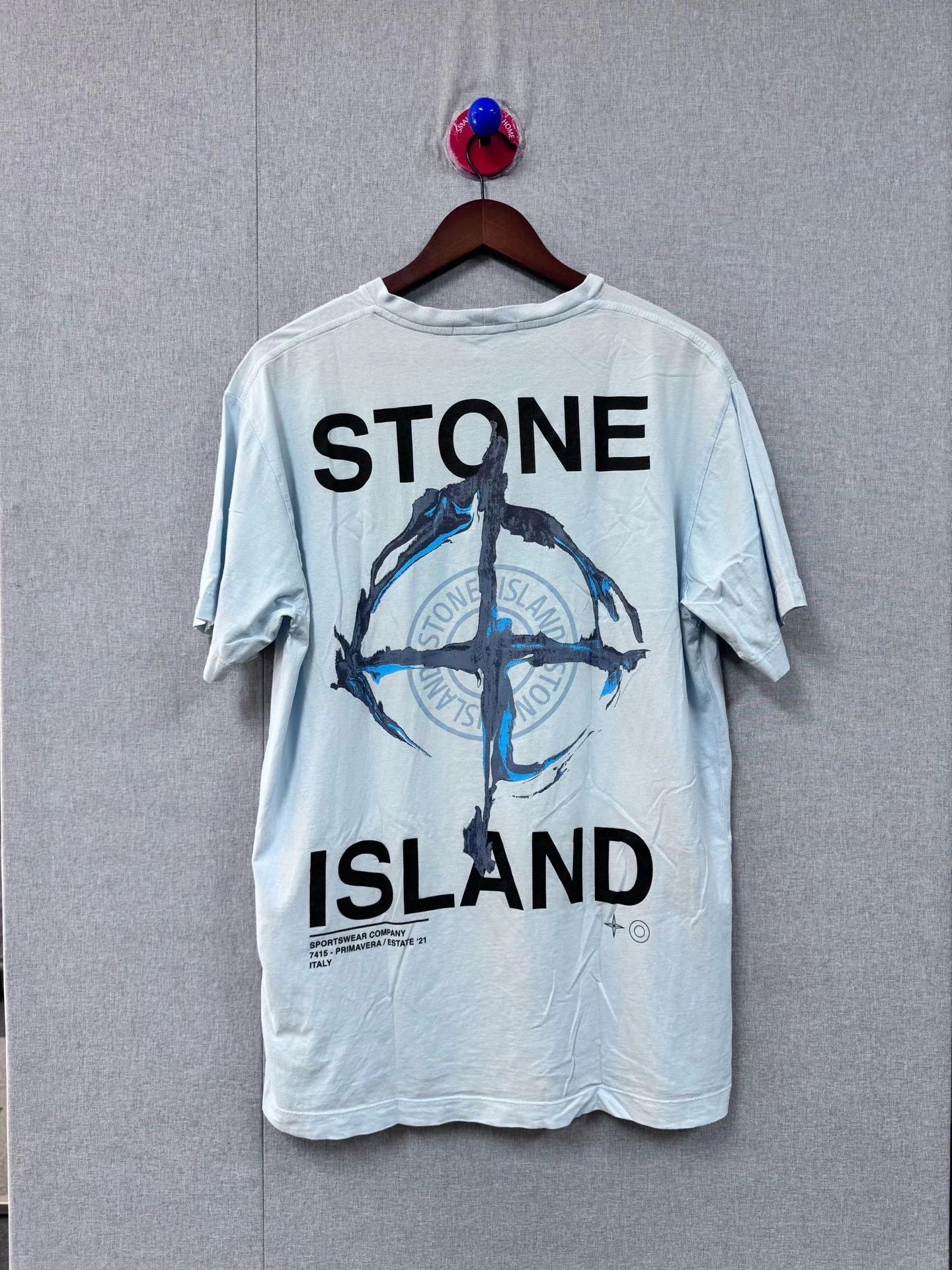 Stone Island Stone Island ss21 Ink Brush Compass Light Blue Tee Size US XL / EU 56 / 4 - 2 Thumbnail