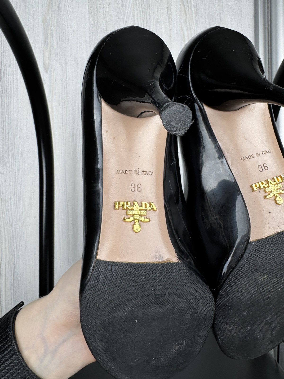 Prada Prada Women’s High Heels Shoes Platform Black Patent Leather Size US 6 / IT 36 - 14 Thumbnail