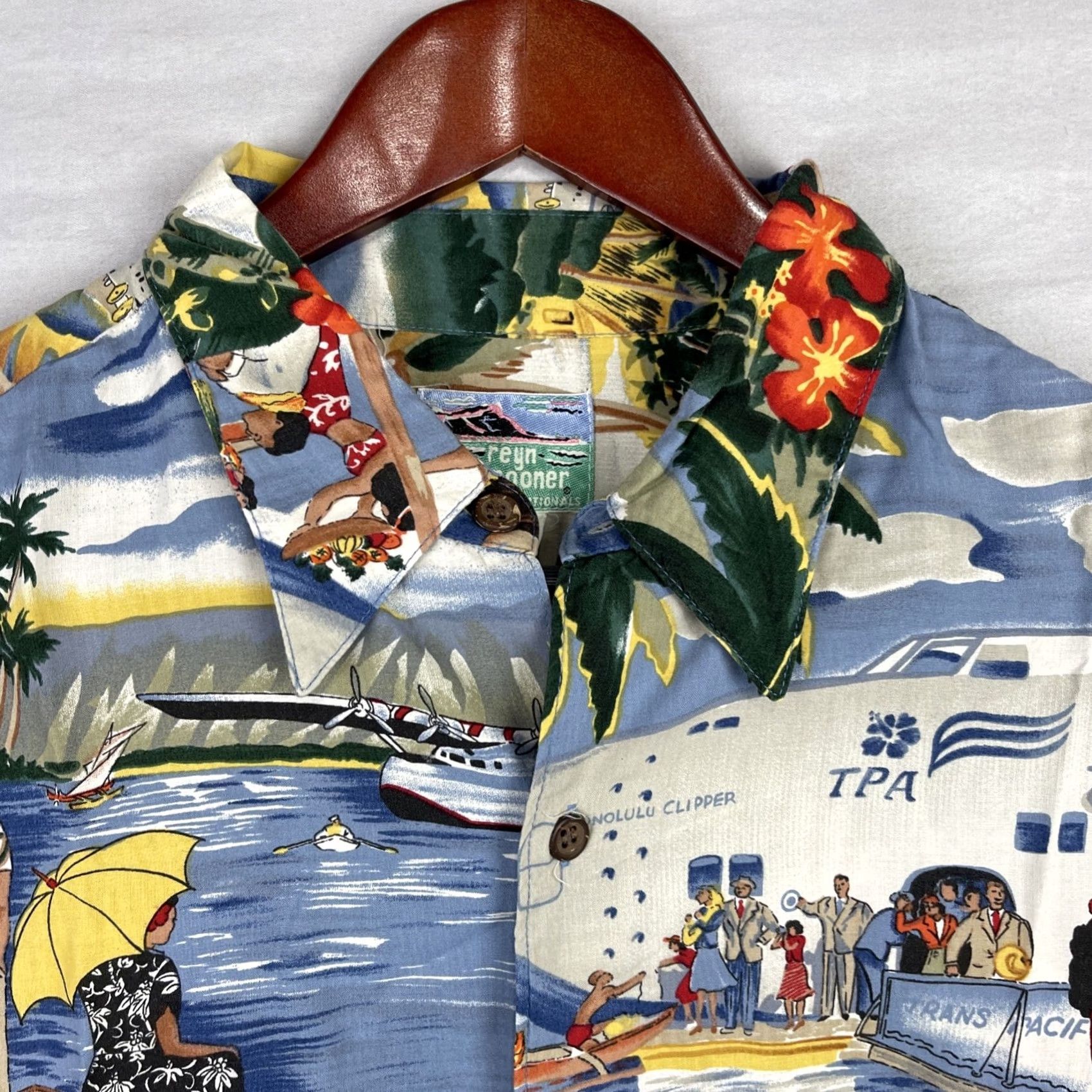 Reyn Spooner VINTAGE Reyn Spooner Shirt Mens Large Blue Hawaiian Aloha TPA Clipper Honolulu Size US L / EU 52-54 / 3 - 5 Thumbnail