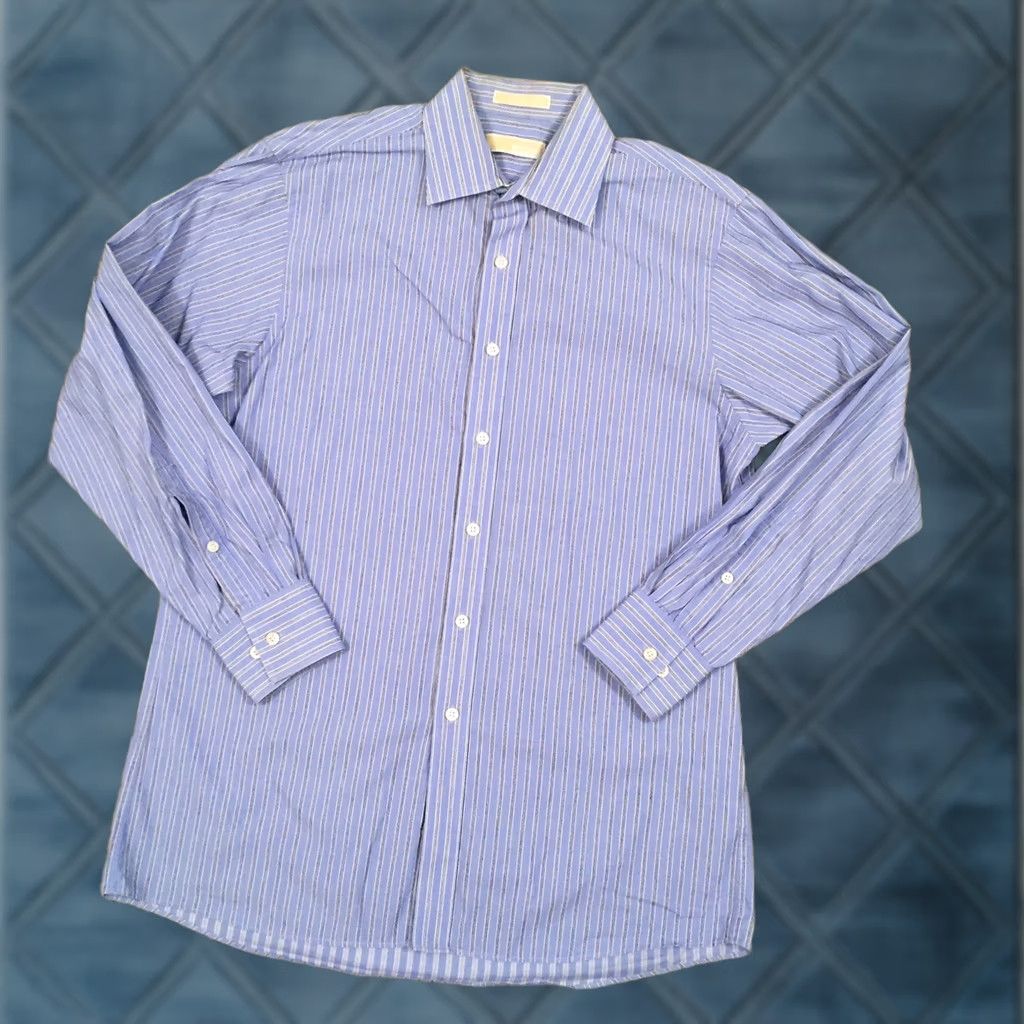 Michael Kors Michael Kors Shirt Mens Medium Blue Striped Long Sleeve Button Up Size US M / EU 48-50 / 2 - 1 Thumbnail