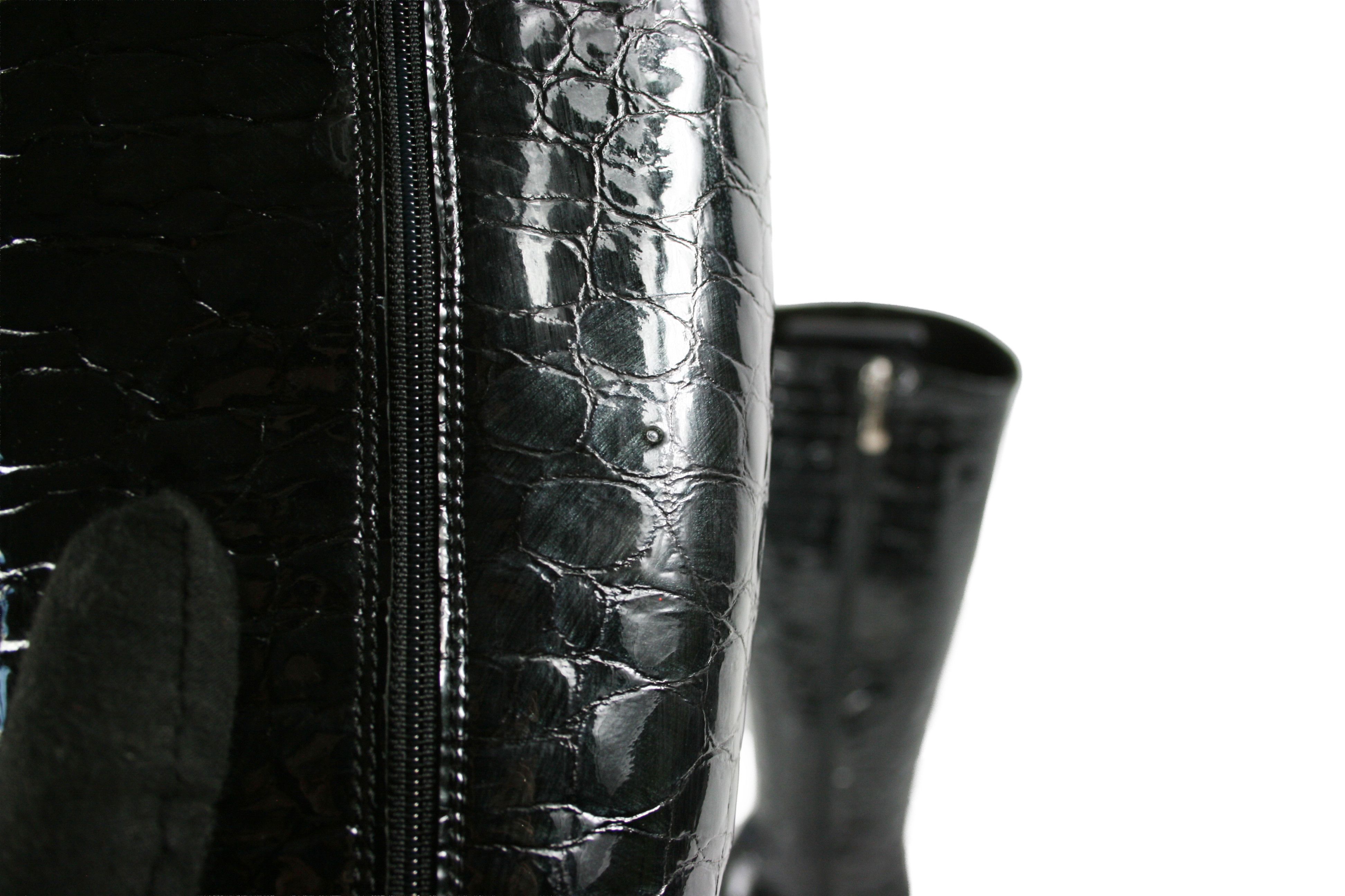 Japanese Brand Gianmarco Lorenzi Sexy Y2K "Reptile Print" Knee Boots Size US 7 / IT 37 - 10 Thumbnail