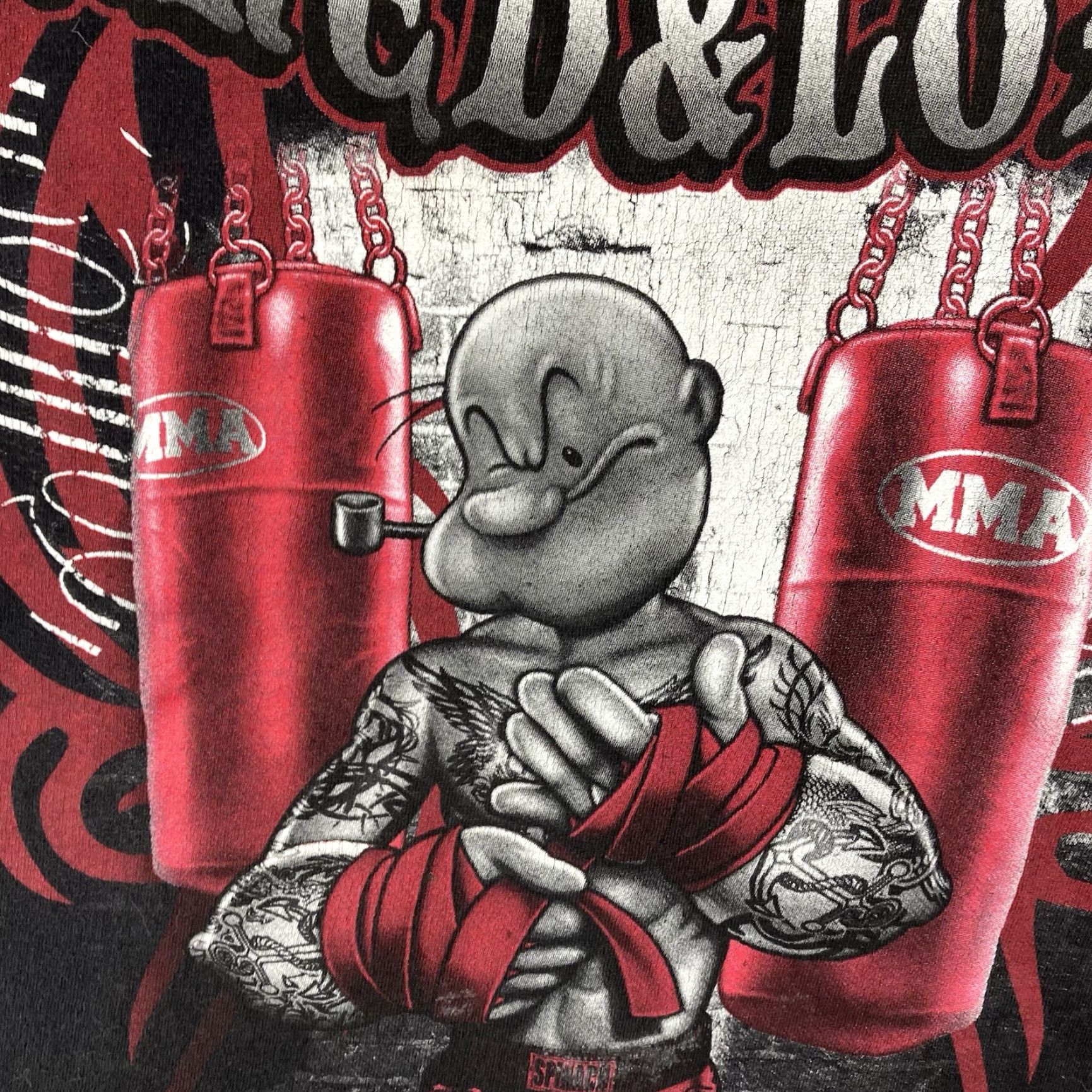Delta Popeye T Shirt Mens 3XL Faded Black y2k MMA Theme Armed Loaded 2011 Size US XXL / EU 58 / 5 - 5 Thumbnail