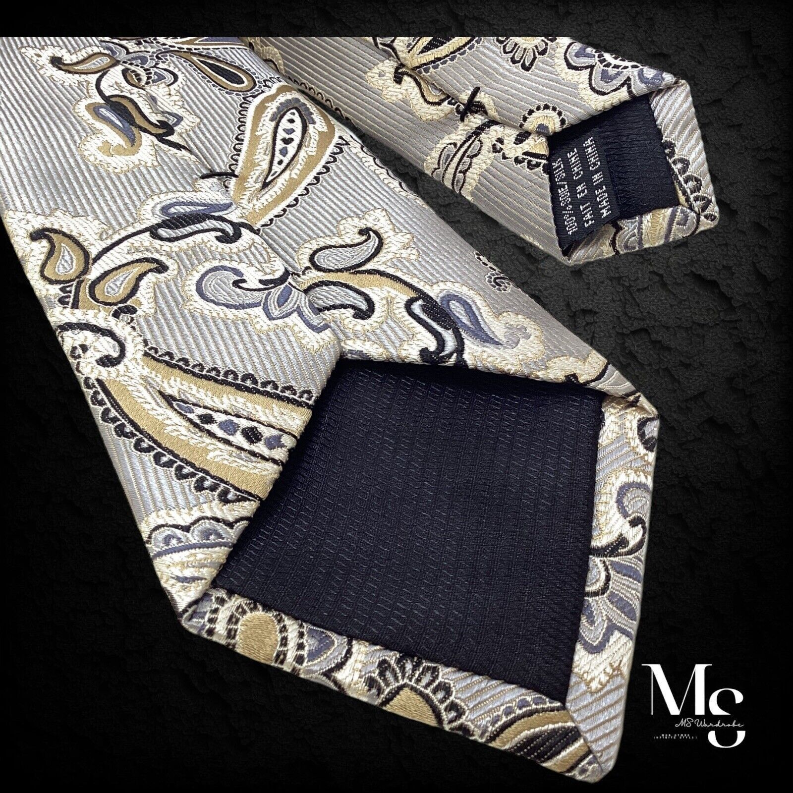 Other ORVIETO Beige Paisley Silk Tie W: 3.4" EX COND Size ONE SIZE - 4 Thumbnail