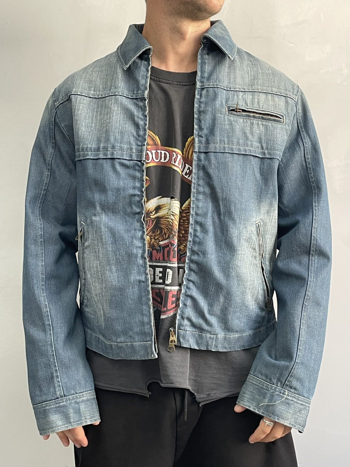 Armani Emporio Armani jeans retro denim distressed jacket y2k 90s Size US S / EU 44-46 / 1 - 1 Thumbnail