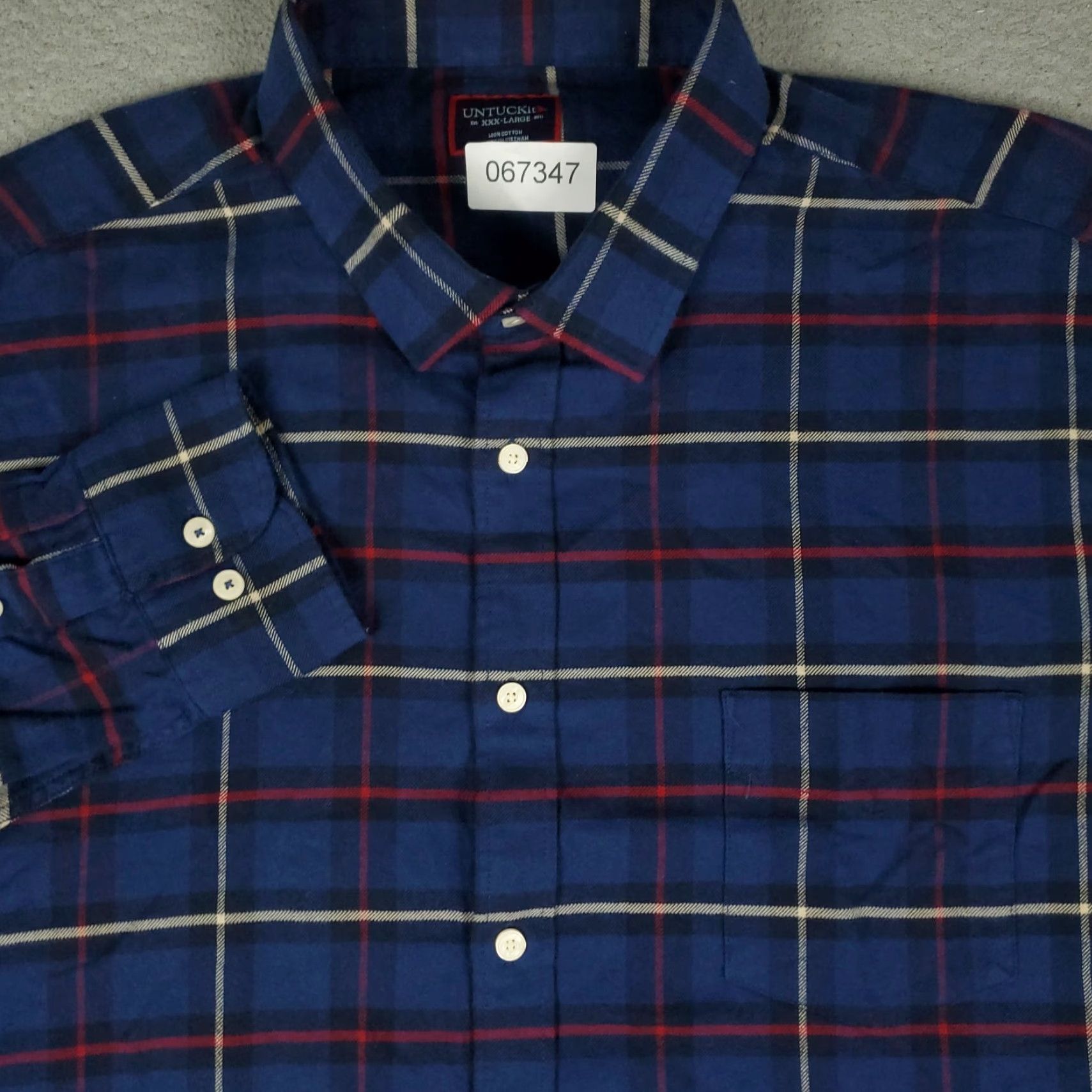 UNTUCKit UNTUCKit Shirt Mens 3XL Blue Plaid Flannel Button Up Long Sleeve Shirt Size US XXL / EU 58 / 5 - 2 Thumbnail
