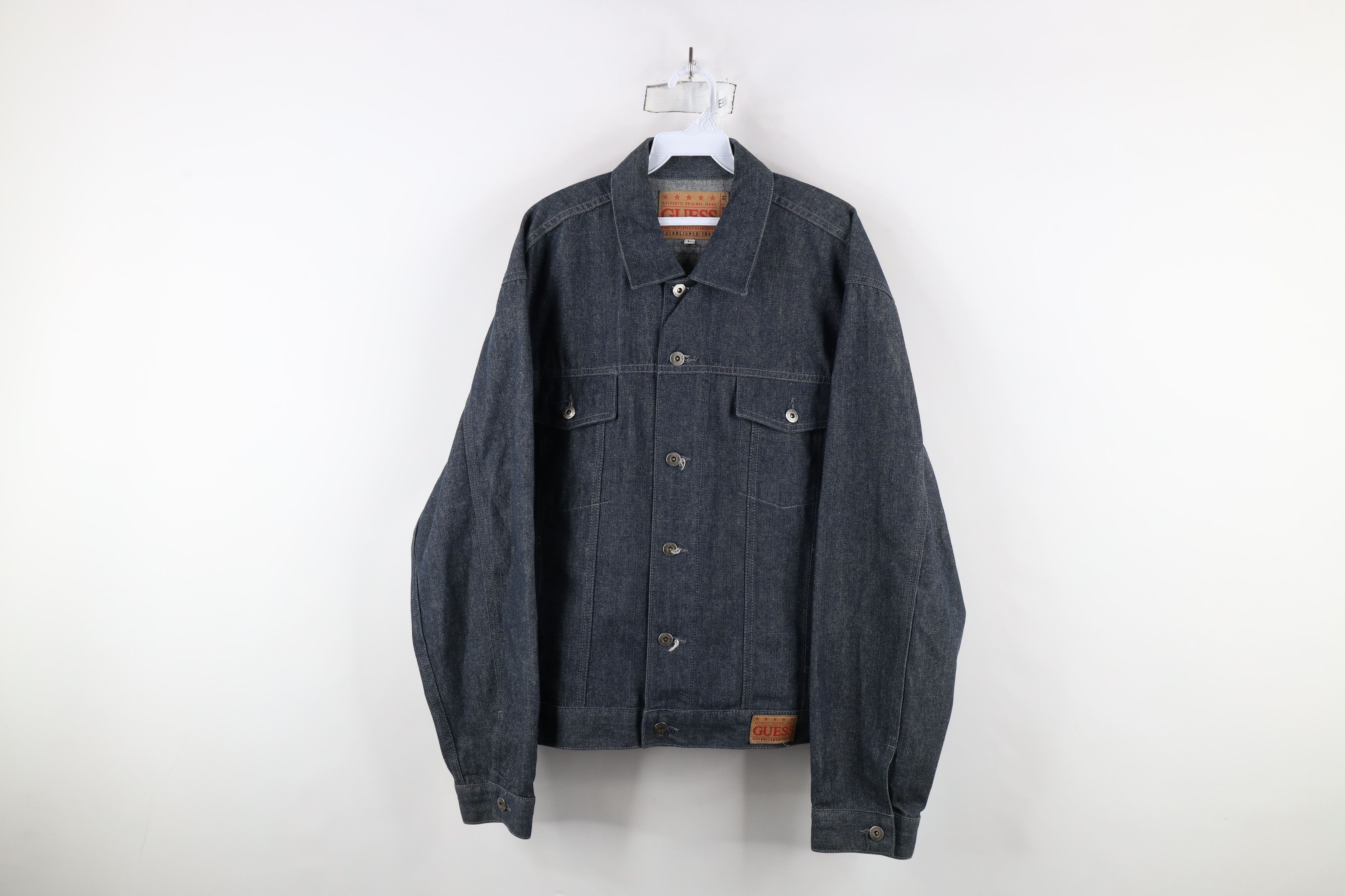 Guess × Vintage Vintage 90s Guess Chambray Denim Jean Trucker Jacket Blue Size US L / EU 52-54 / 3 - 1 Thumbnail