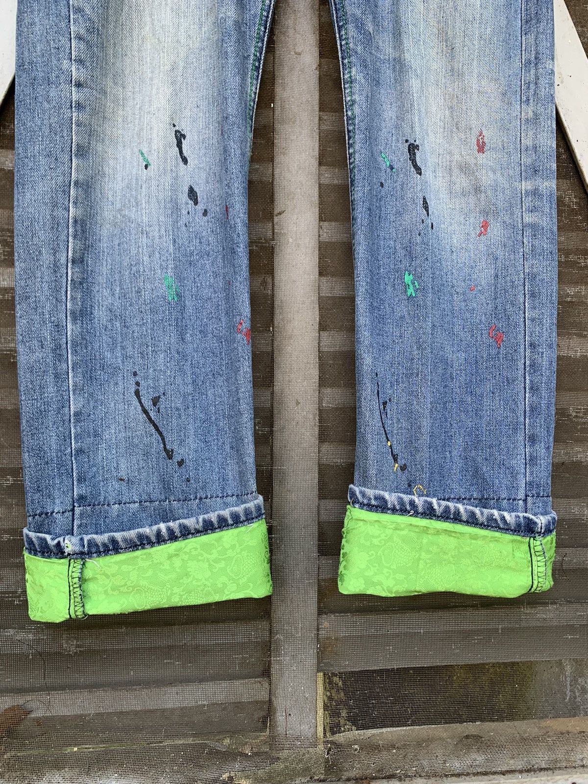 Vintage Vintage XSECAI Paint Splatters (Koi Fish Lined) Denim Jeans Size US 30 / EU 46 - 6 Thumbnail