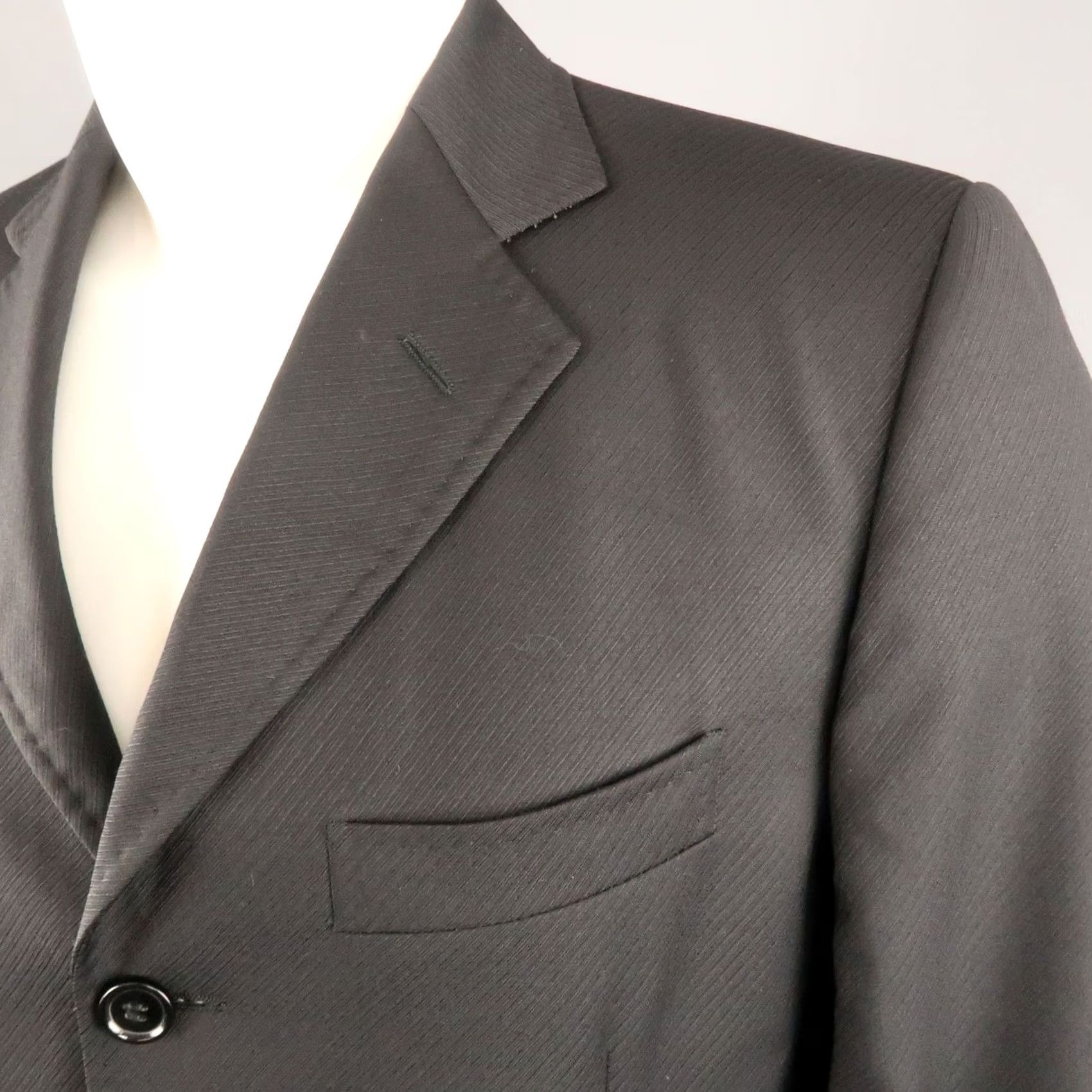 Dolce & Gabbana DOLCE & GABBANA Sport Coat Diagonal Stripe Wool Notch Lapel Black 38 Men Adult Short Jacket Coat Size US XXS / EU 40 - 2 Thumbnail