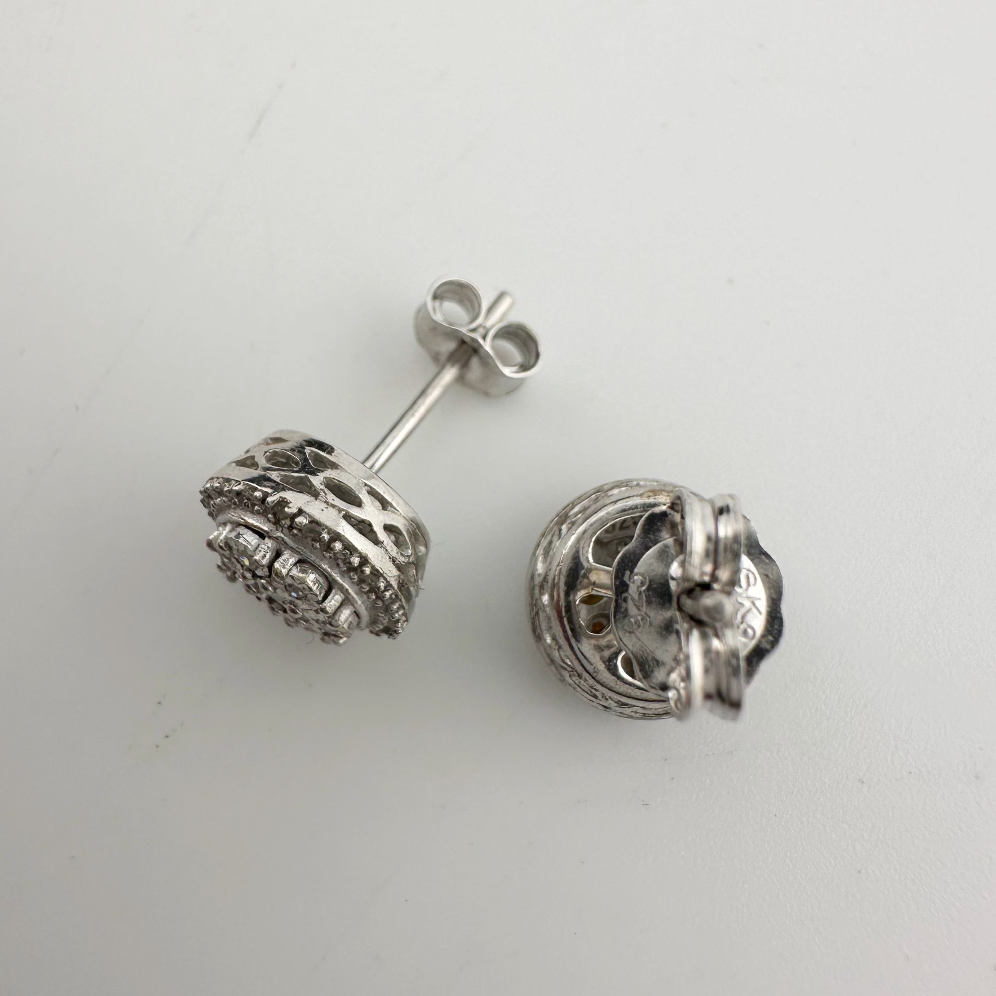 Other Natural Diamond Halo Stud Earrings in Sterling Silver Size ONE SIZE - 8 Thumbnail