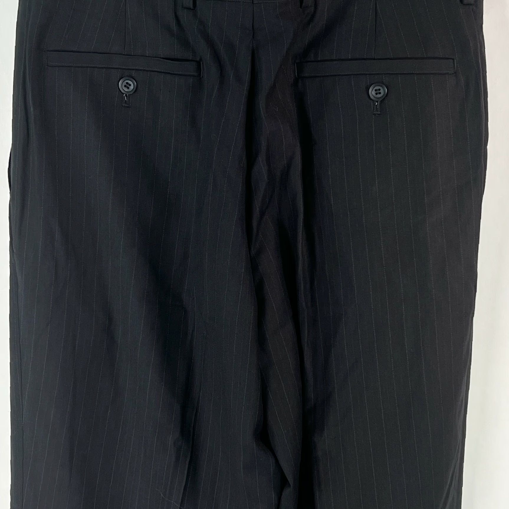 Vintage Louis Raphael Mens Flat Front Striped Black Dress Pants 34X32 Size US 34 / EU 50 - 7 Thumbnail