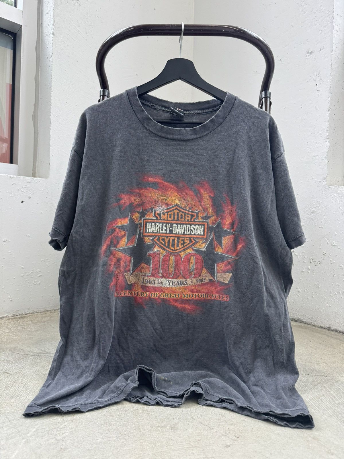 Harley Davidson Vintage Faded ERD Style Harley Davidson Thrashed Tee Size US XL / EU 56 / 4 - 1 Thumbnail
