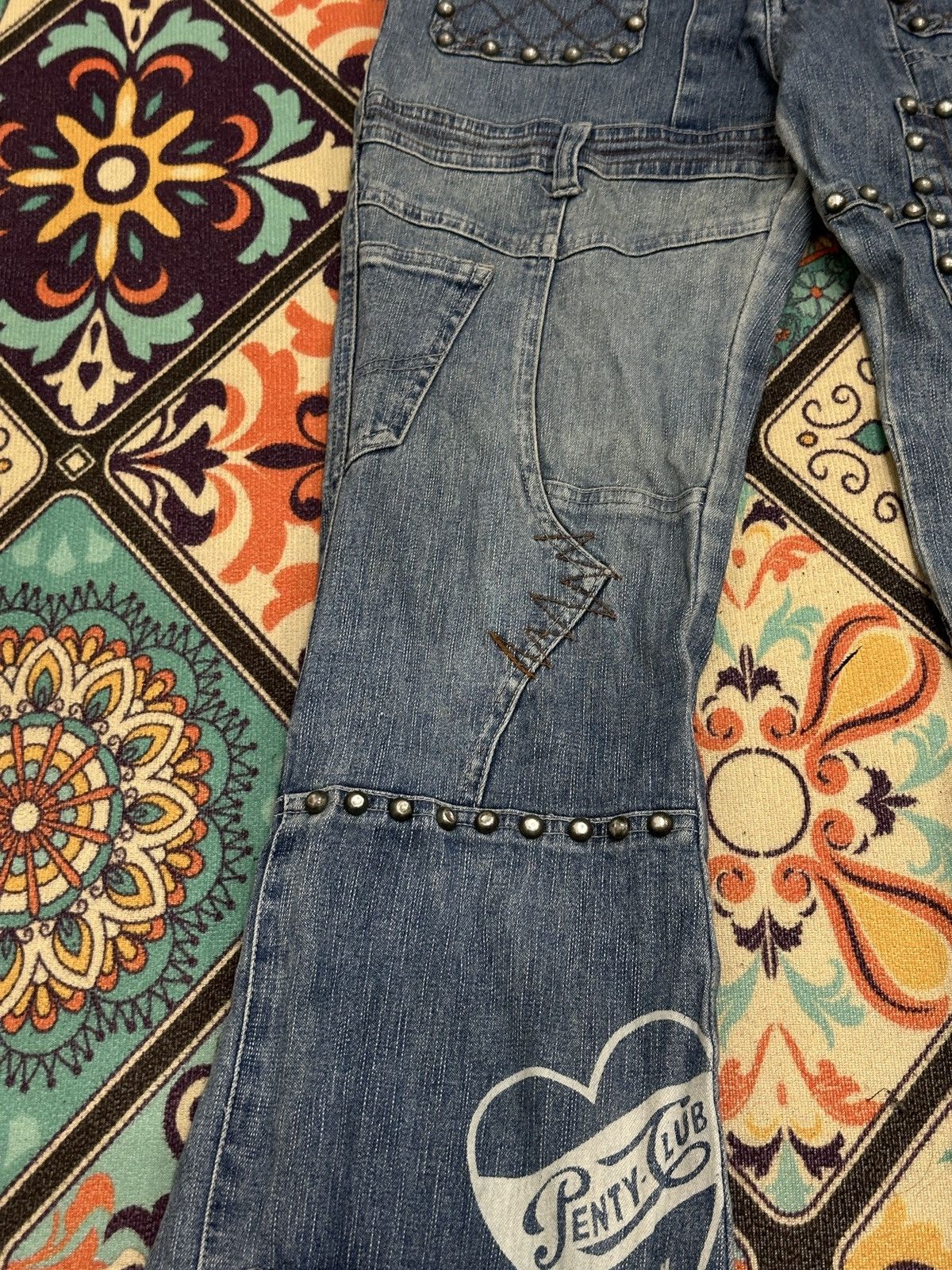 Seditionaries Penty Punk Reconstructed Studded Flare Denim Pant Size US 27 - 5 Thumbnail