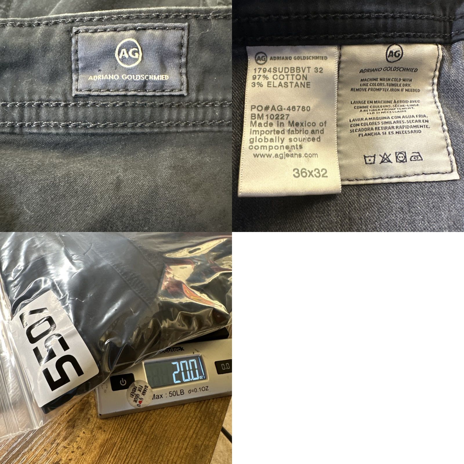 Vintage AG Adriano Goldschmied The Everett Slim Straight Jeans 36 Navy Blue Cotton Denim 34 Inseam Men Regular Zip Size US 36 / EU 52 - 8 Thumbnail