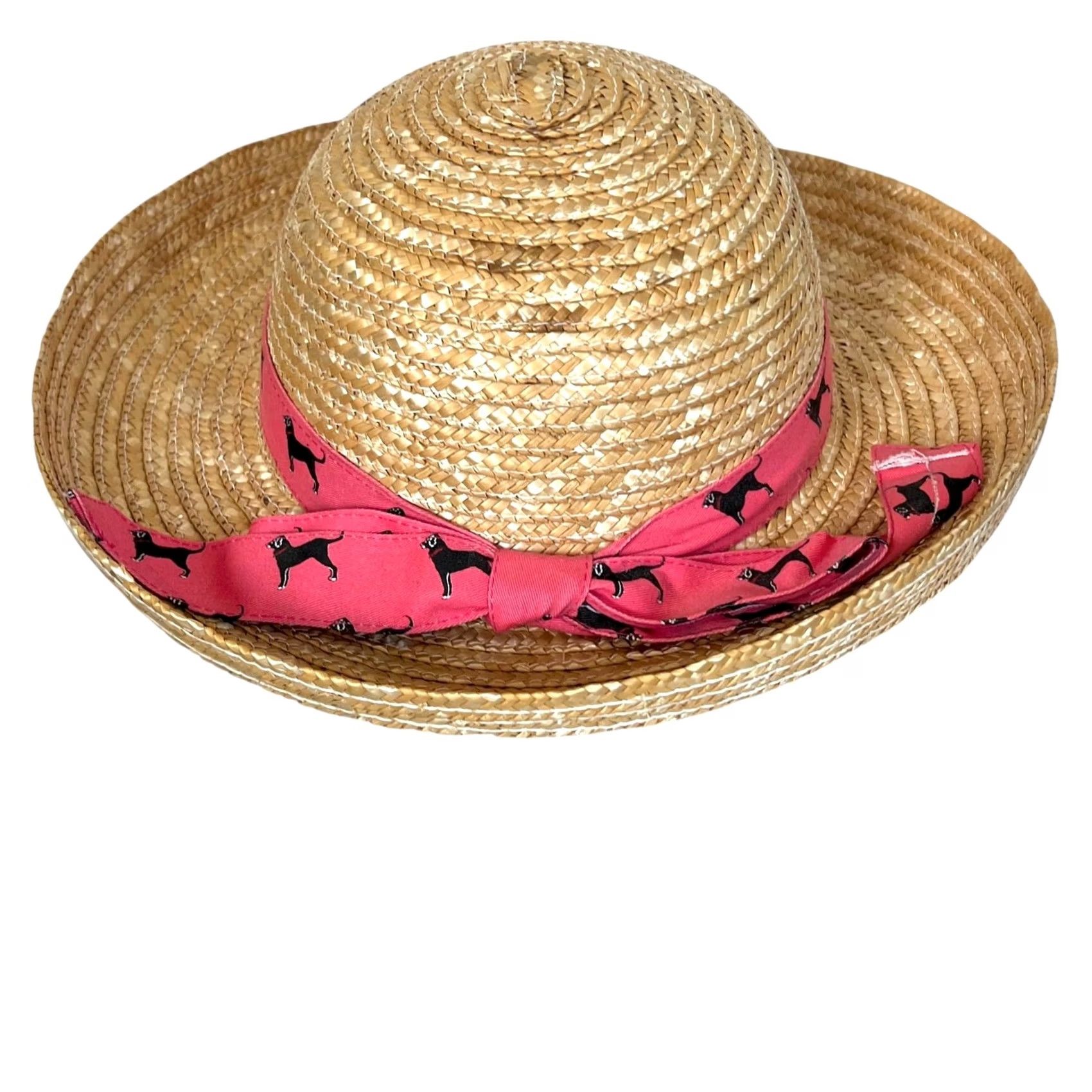 Pinko The Black Dog Straw Hat Derby Sun Beige Pink Ribbon Band Bow Womens One Size Size ONE SIZE - 4 Thumbnail