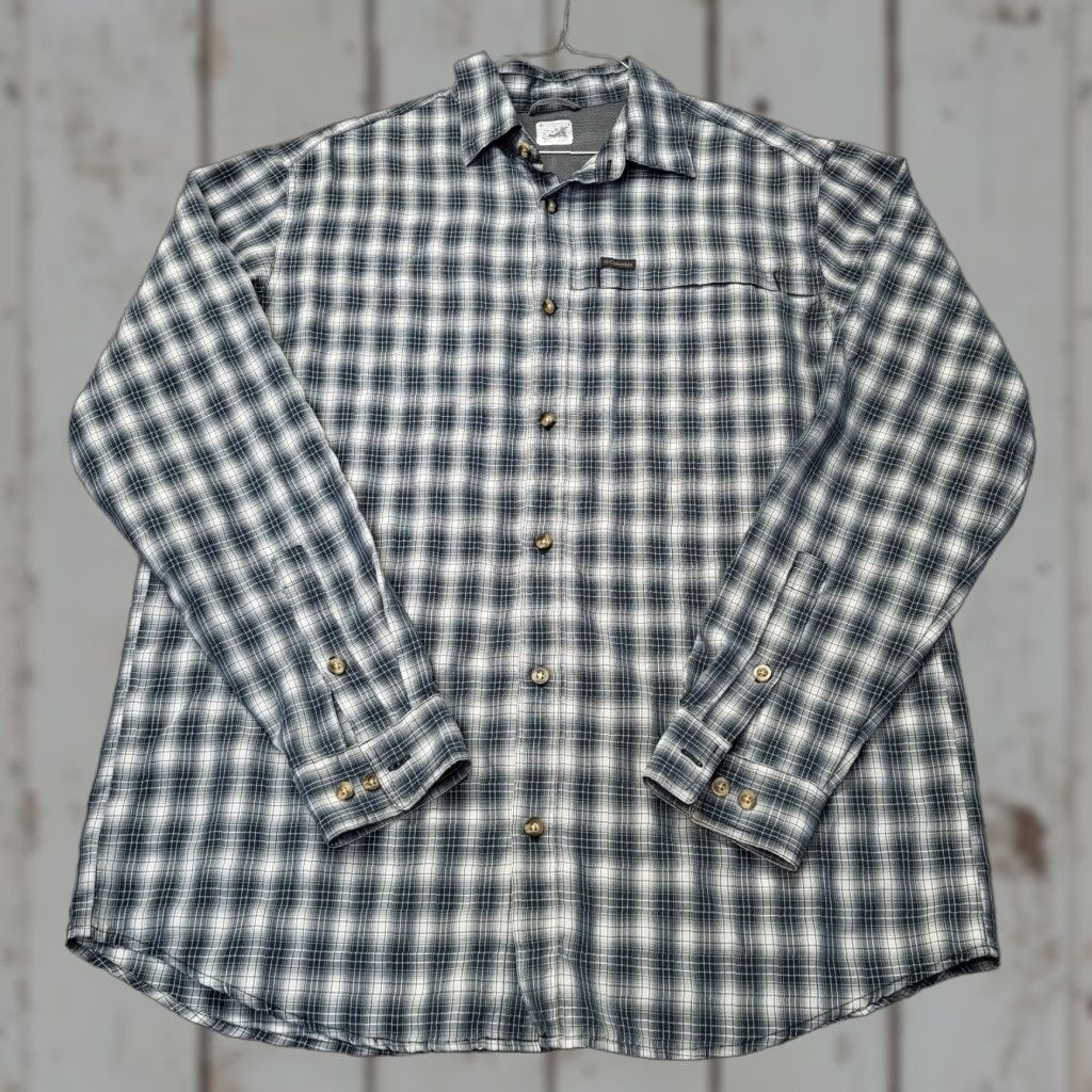 Vintage Columbia Shirt Mens XL Black Gray Plaid Lightweight Pockets Omni-Shield Button Size US XL / EU 56 / 4 - 1 Thumbnail