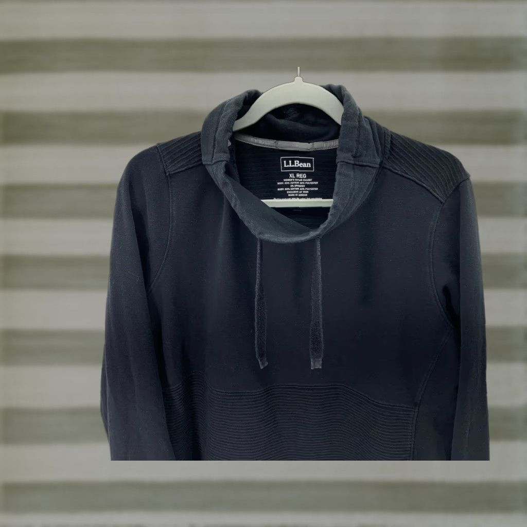Vintage L.L. Bean Sweatshirt Men XL Solid Black Pullover Cowl Collar Cotton Blend Casual Size US XL / EU 56 / 4 - 1 Thumbnail