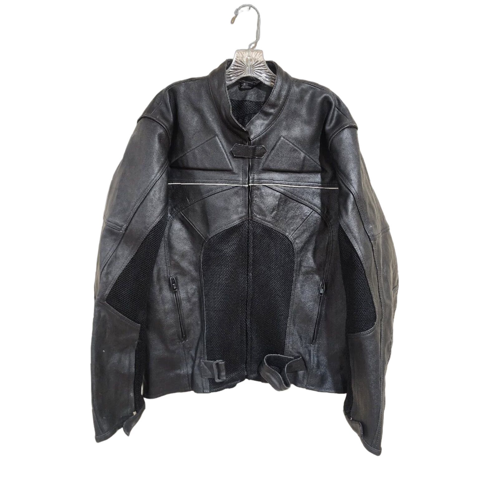 Vintage Echtes Leder Futter Jacket Black Leather Motorcycle Built In Pads Biker Size US M / EU 48-50 / 2 - 1 Thumbnail