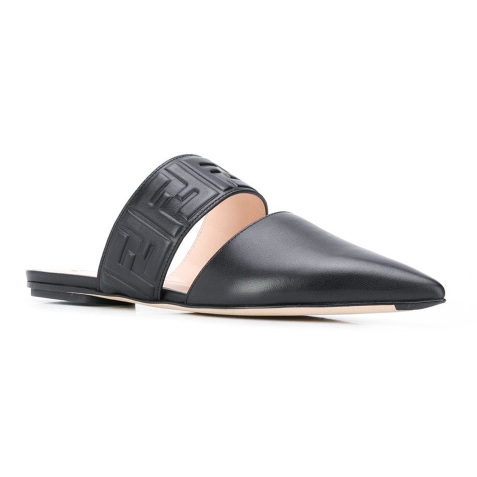 Fendi Fendi Motif FF Logo Black Leather Pointed Toe Ballerina Size US 7.5 / IT 37.5 - 2 Thumbnail
