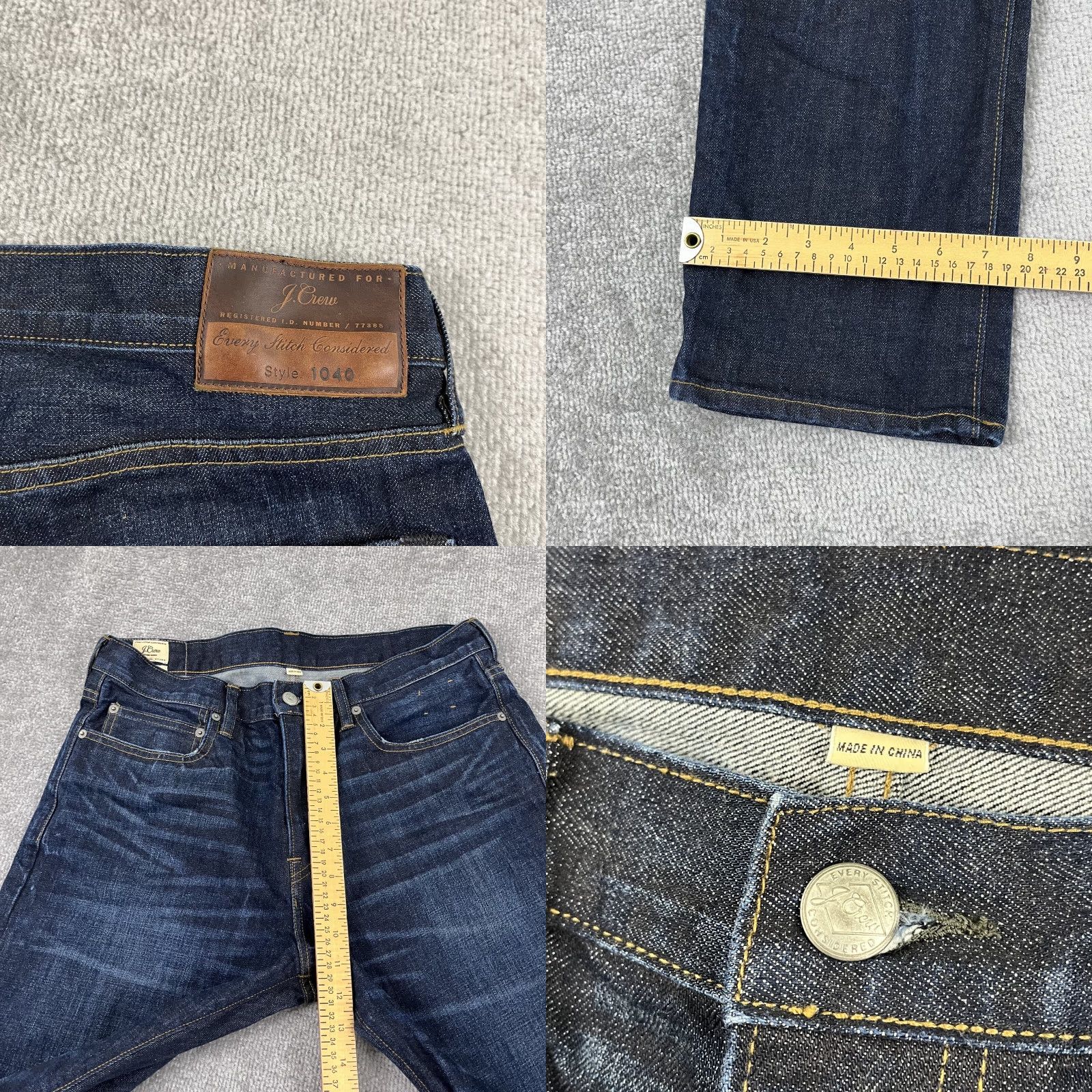 J.Crew J.CREW Jeans 34x29 Dark Blue 1040 Kaihara Denim Straight Fit Mens Size US 34 / EU 50 - 8 Thumbnail
