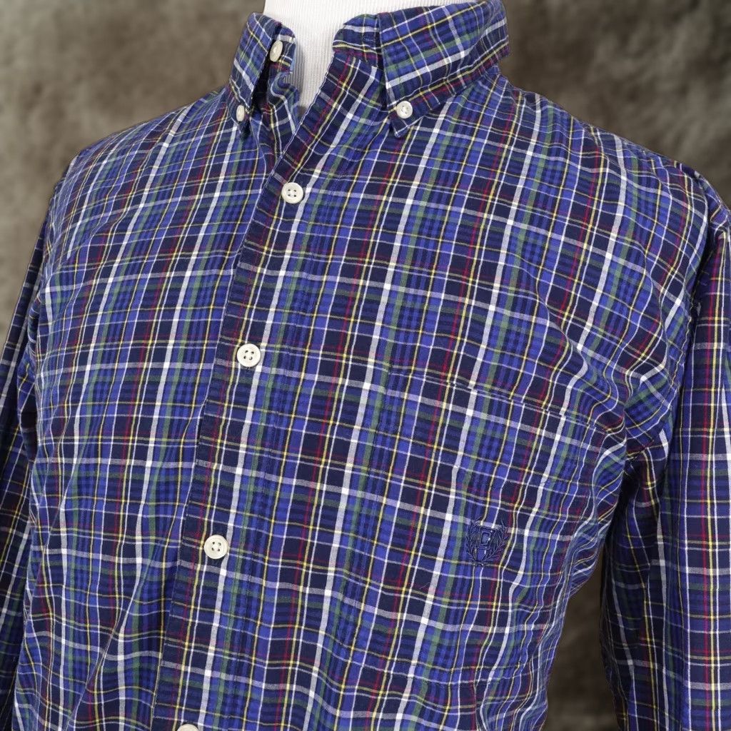 Chaps Chaps Shirt Mens XL Blue Plaid Long Sleeve Button Down Easy Care Woven Cotton Polyester Casual Size US XL / EU 56 / 4 - 1 Thumbnail