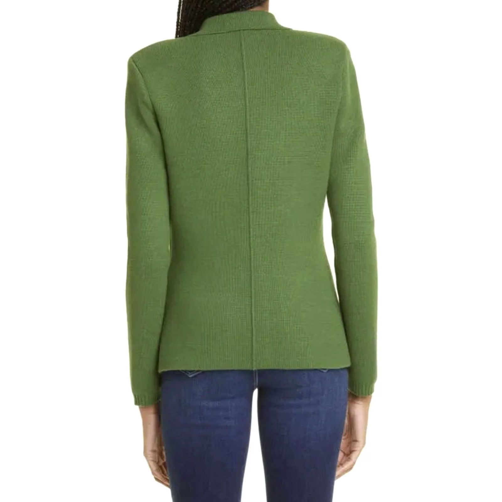 L'AGENCE L’AGENCE Lacey Knit Blazer Sz S/P Kelly Green Single Gold Button 2 Pocket Women Size S / US 4 / IT 40 - 4 Thumbnail