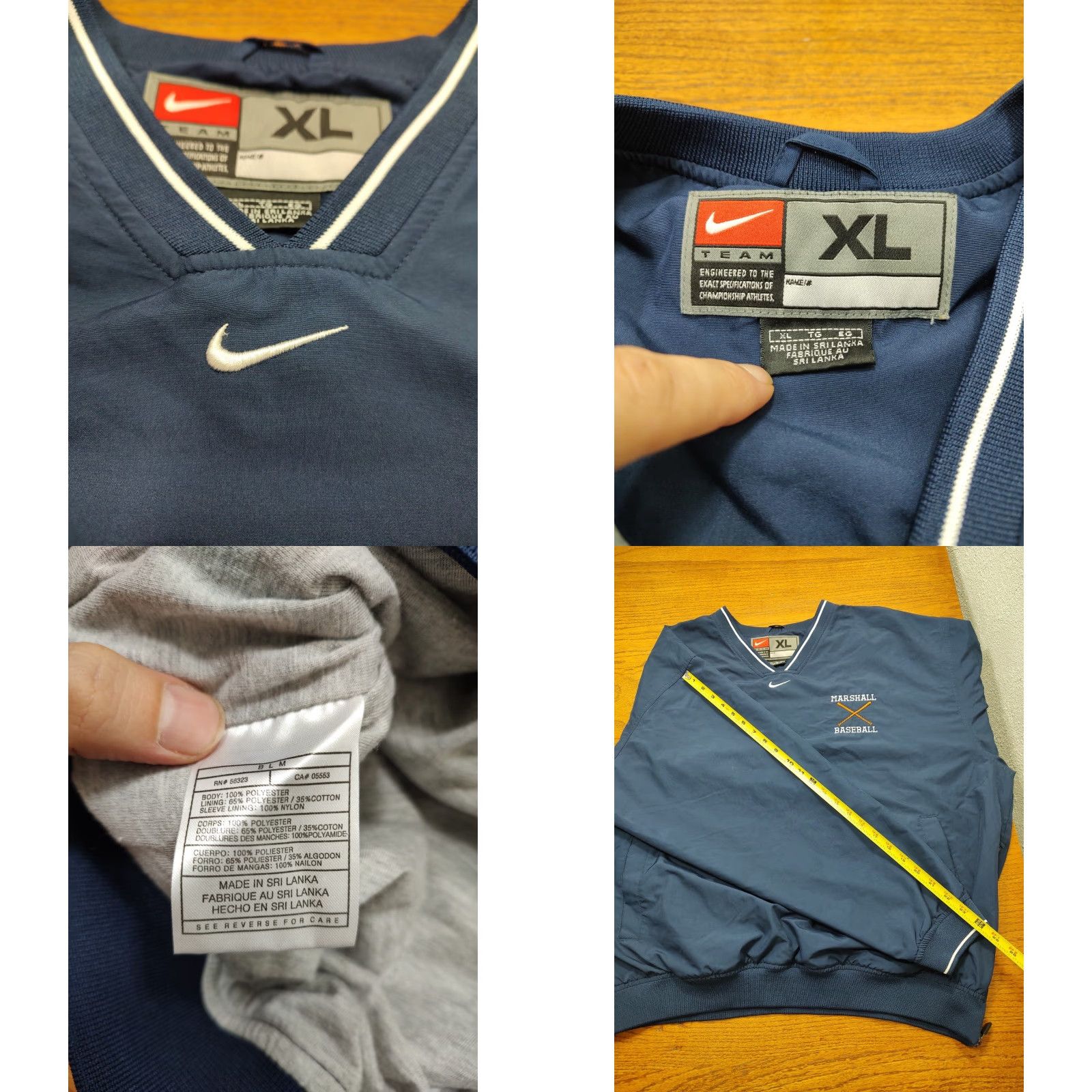 Nike VINTAGE Nike Marshall Baseball Jacket Mens XL Pullover Windbreaker Blue Swoosh Athletic Regular Size XL Mens Size US XL / EU 56 / 4 - 8 Thumbnail