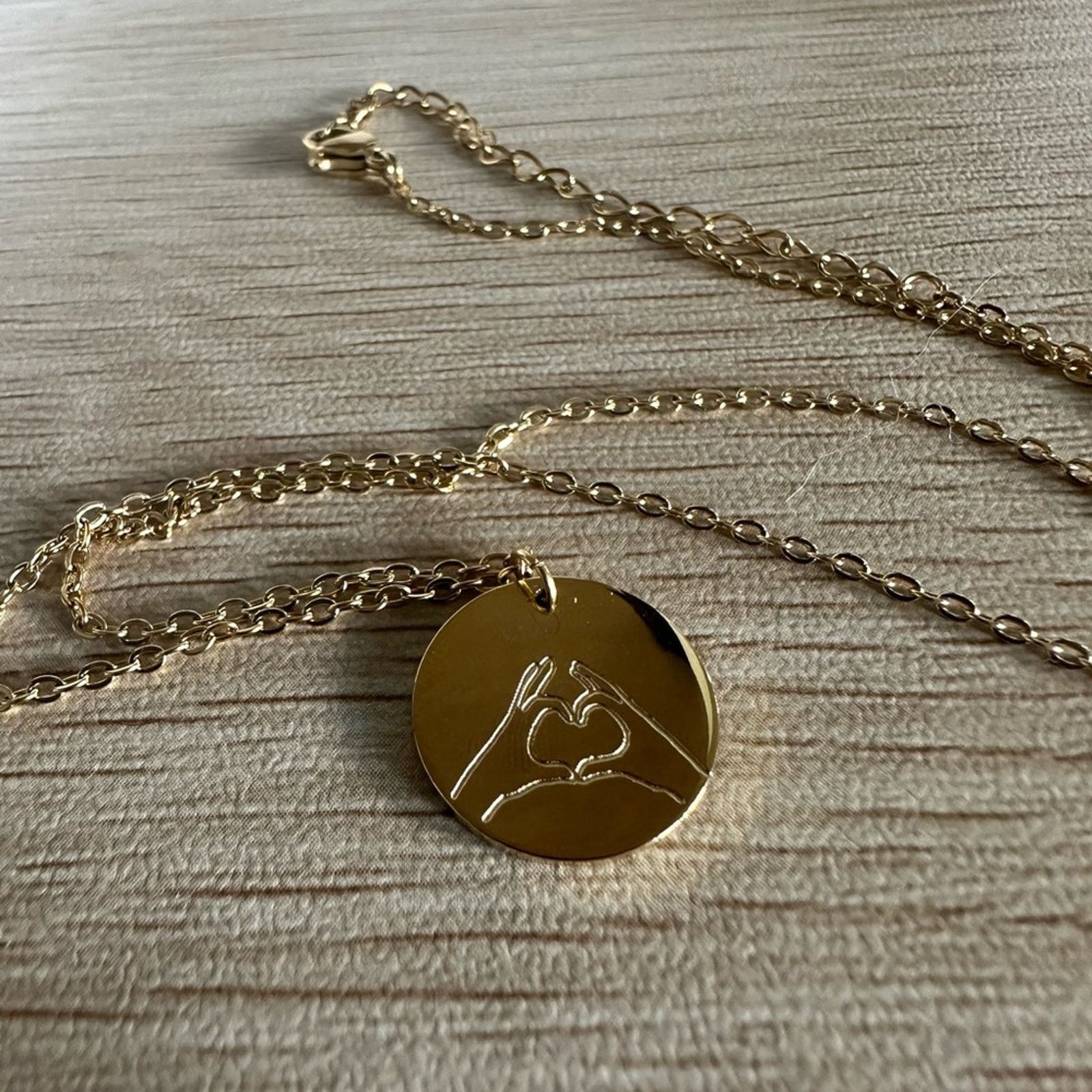 Other Hand heart emoji Engraved necklace! Taylor swift vibes! Size ONE SIZE - 4 Thumbnail