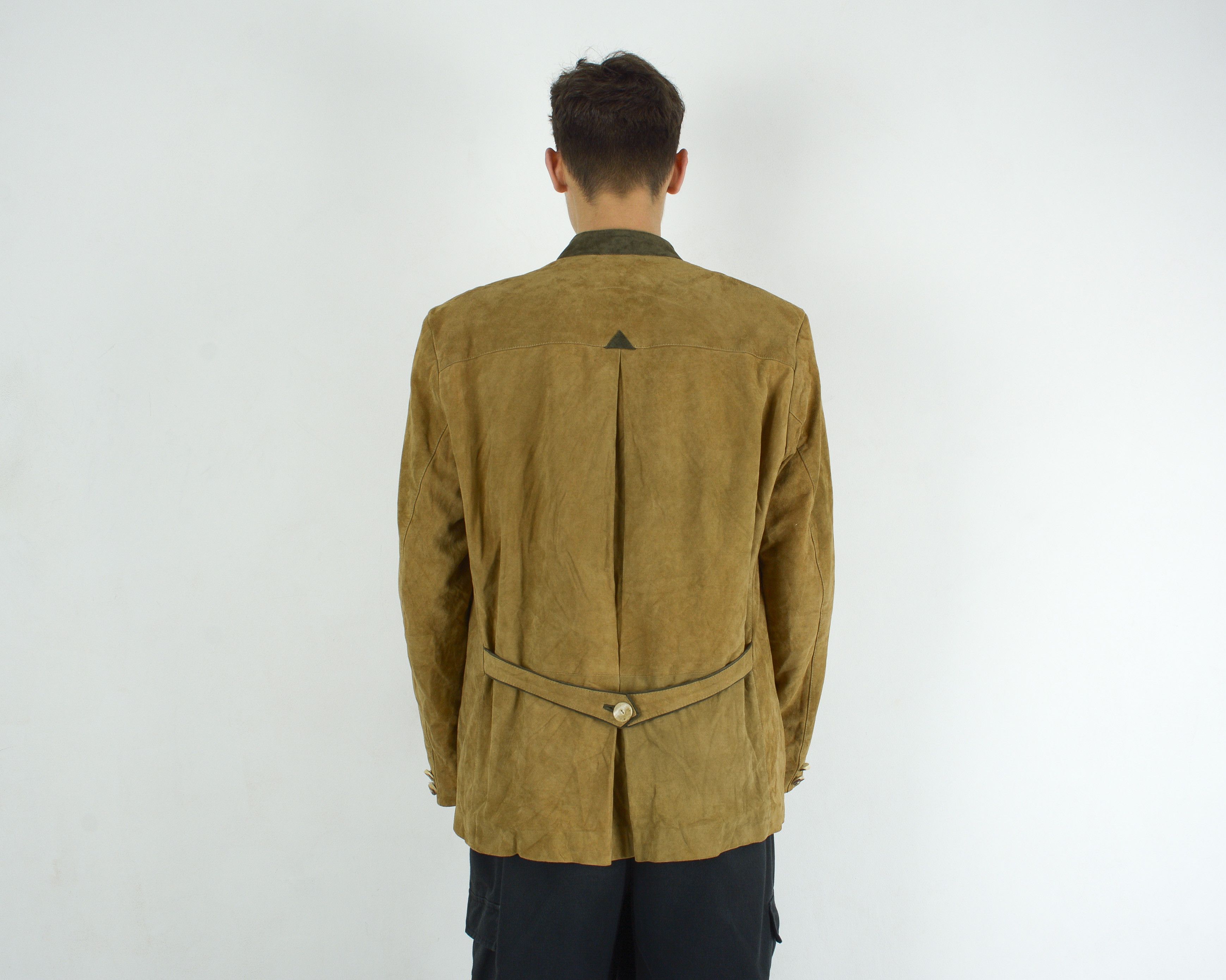 Leather Machiavelli Men L Suede Leather EU 52 Blazer Jacket Trachten Size 42R - 3 Thumbnail