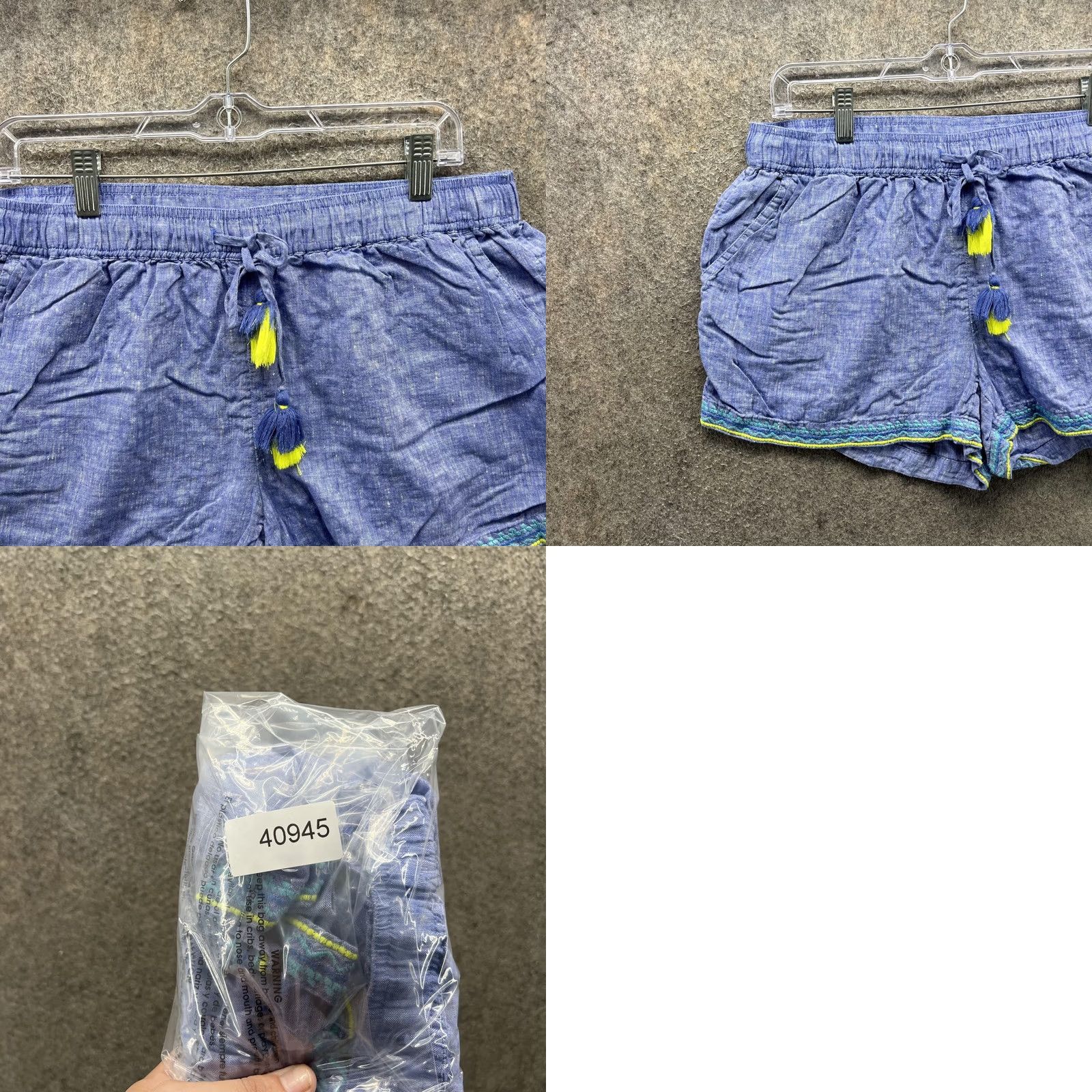 Vineyard Vines Vineyard Vines Shorts Womens M Blue Chambray Tassel Trim Lounge Casual Size 32" / US 10 / IT 46 - 8 Thumbnail
