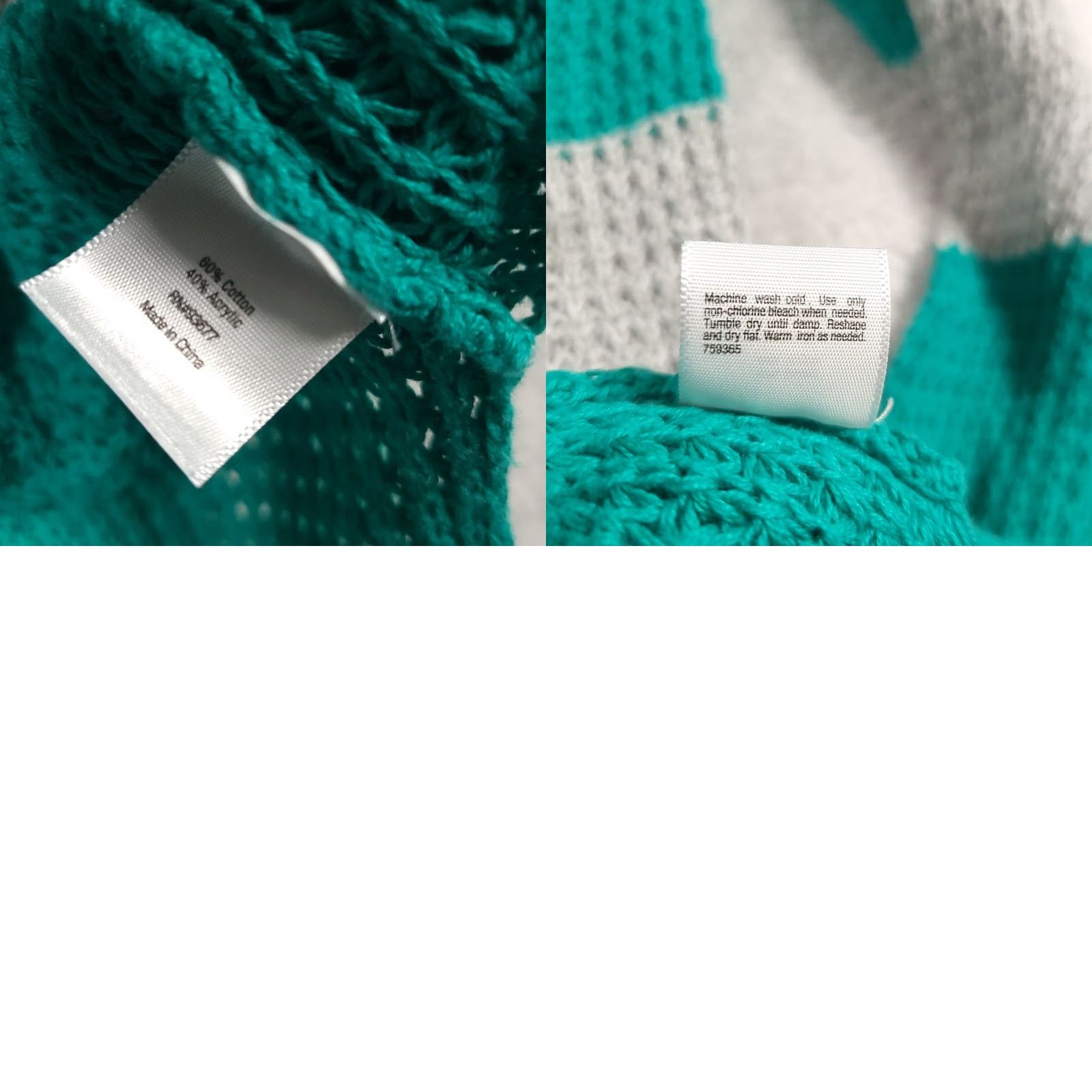 Vintage a.n.a Sweater Women's XL Green Gray Striped Long Sleeve Round Neck Open Knit Size XL / US 12-14 / IT 48-50 - 9 Thumbnail