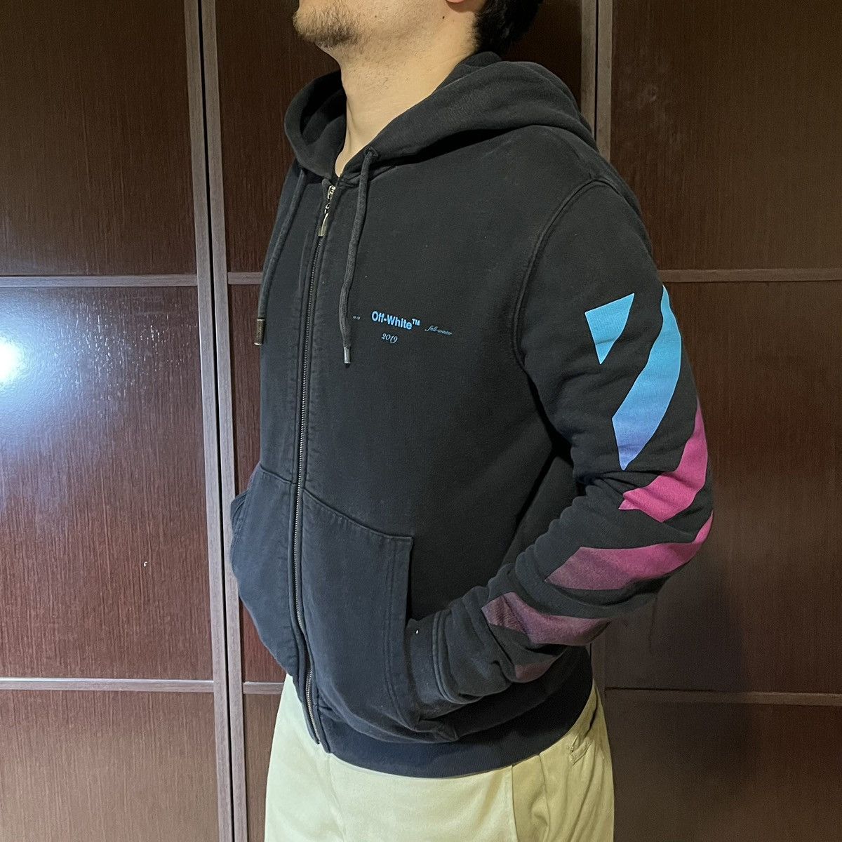 Off-White Off-White Diagonal Gradient Zip-Up Hoodie Virgilabloh Size US M / EU 48-50 / 2 - 7 Thumbnail
