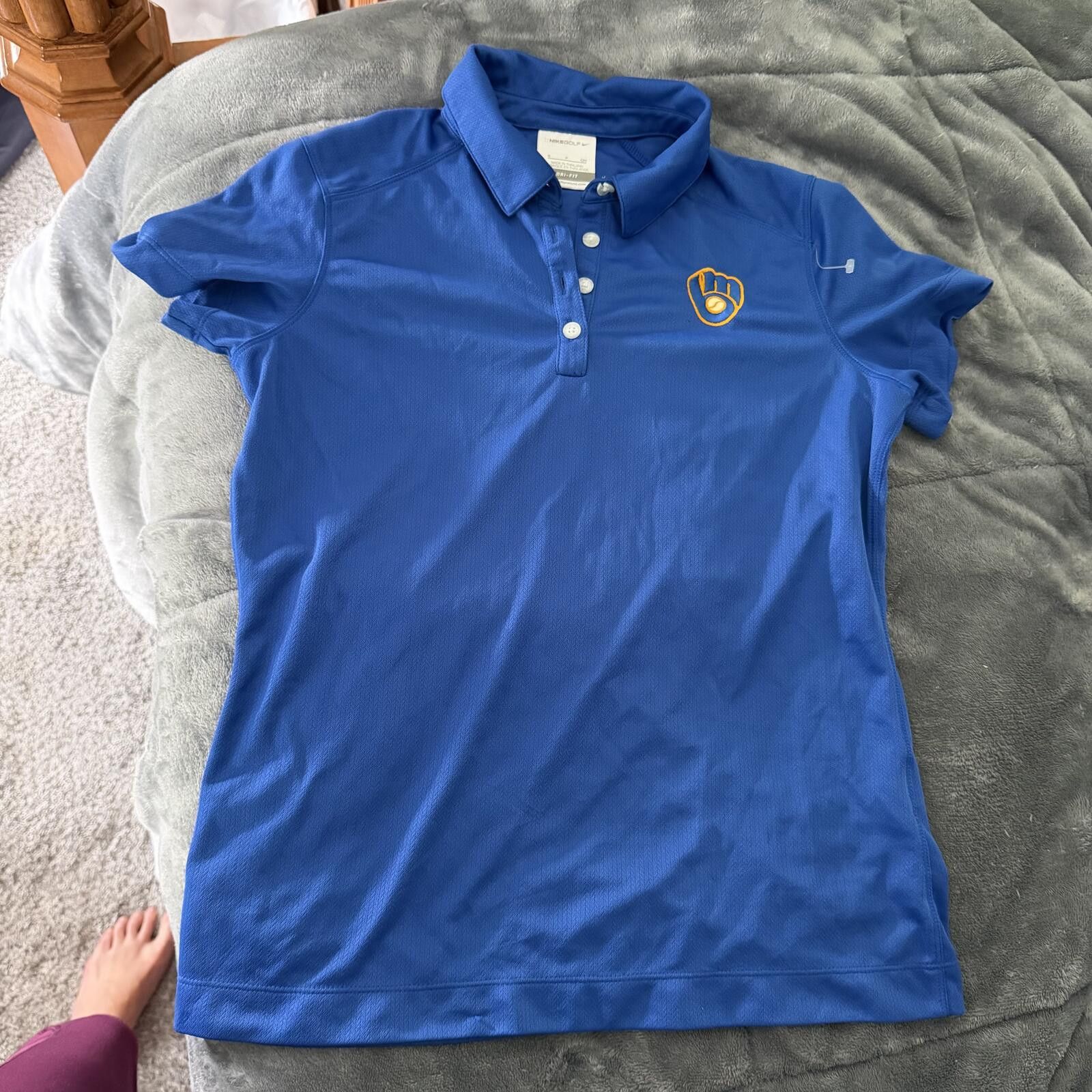 Nike Nike Milwaukee Brewers Womens Blue Dri-FIT Polo Shirt Size S Size S / US 4 / IT 40 - 6 Thumbnail