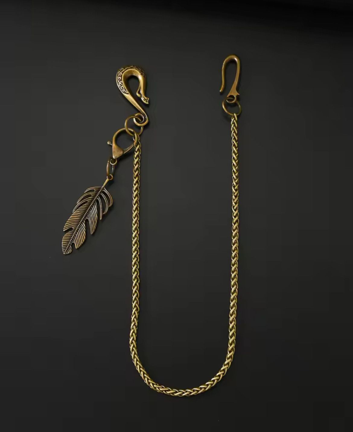 Jean 5mm snake chain Feather pendant Pants Chain Size ONE SIZE - 1 Thumbnail