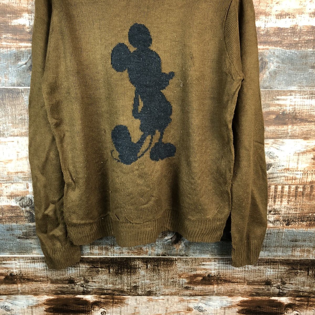 Homespun Knitwear × Japanese Brand A.V.V Homme Mickey Mouse Brown Knitwear #A2497 Size M / US 6-8 / IT 42-44 - 3 Thumbnail