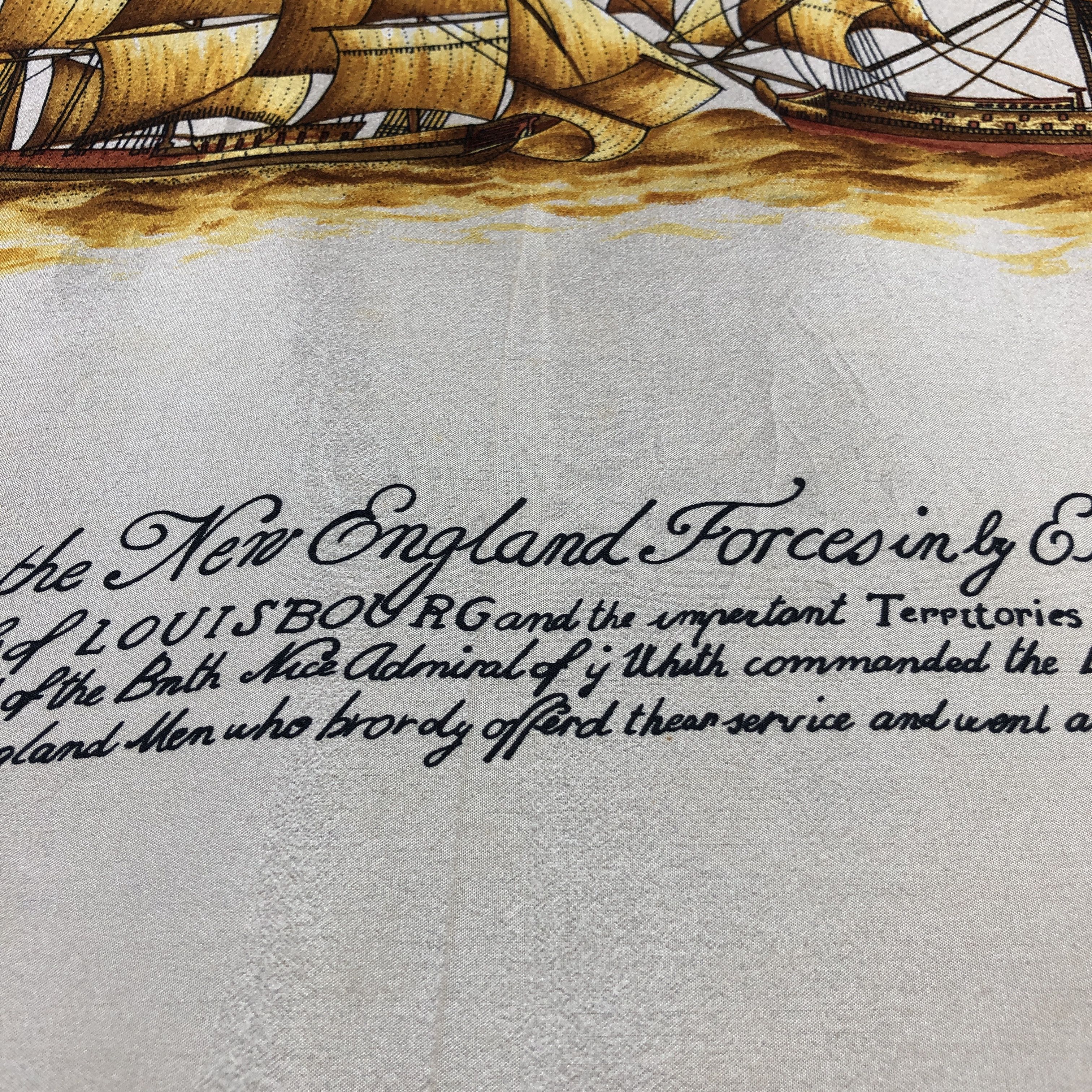 Vintage New England Forces Ships Silk Scarf M1377 Size ONE SIZE - 4 Thumbnail
