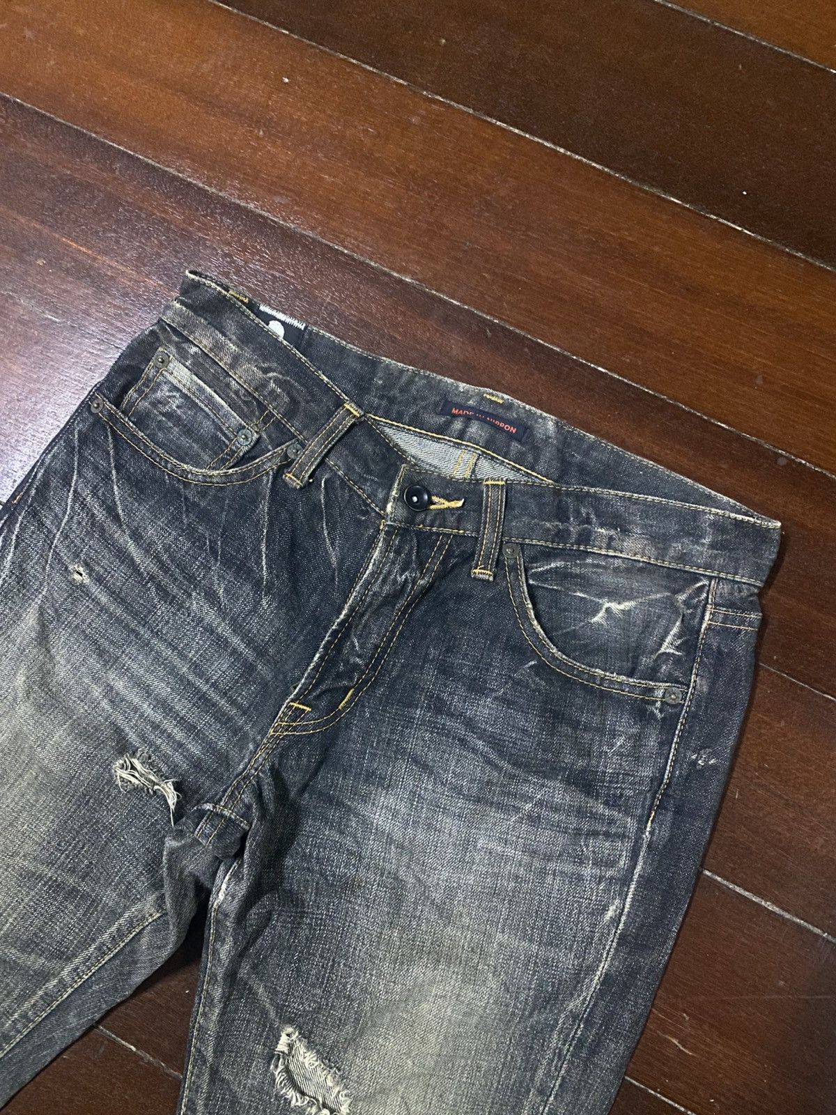 If Six Was Nine Fire BLUEWAY flare distressed mud wash dirty jeans Size US 31 - 7 Thumbnail