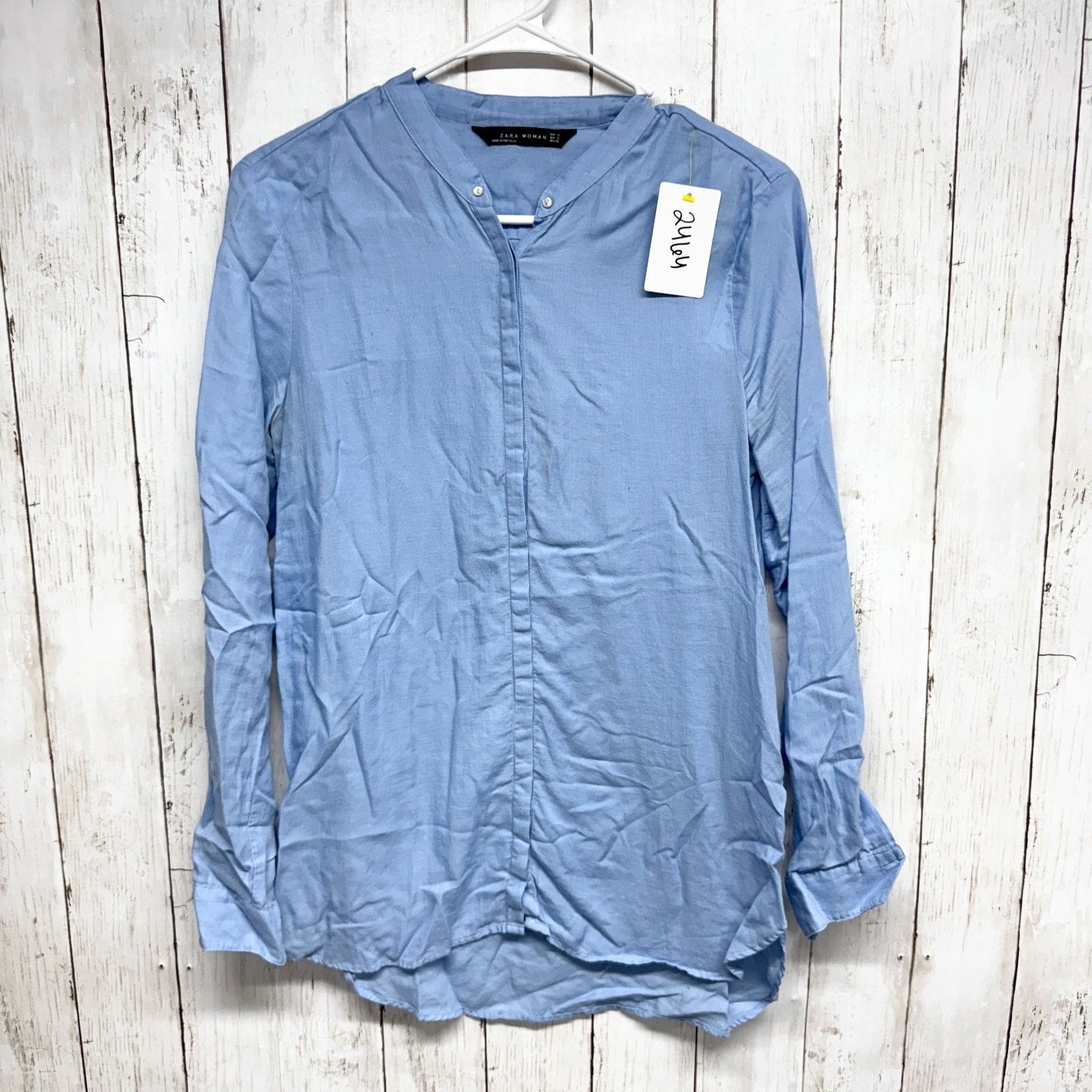 Zara Zara Shirt Small Light Blue Long Sleeve Button Down Blouse Size S / US 4 / IT 40 - 1 Thumbnail