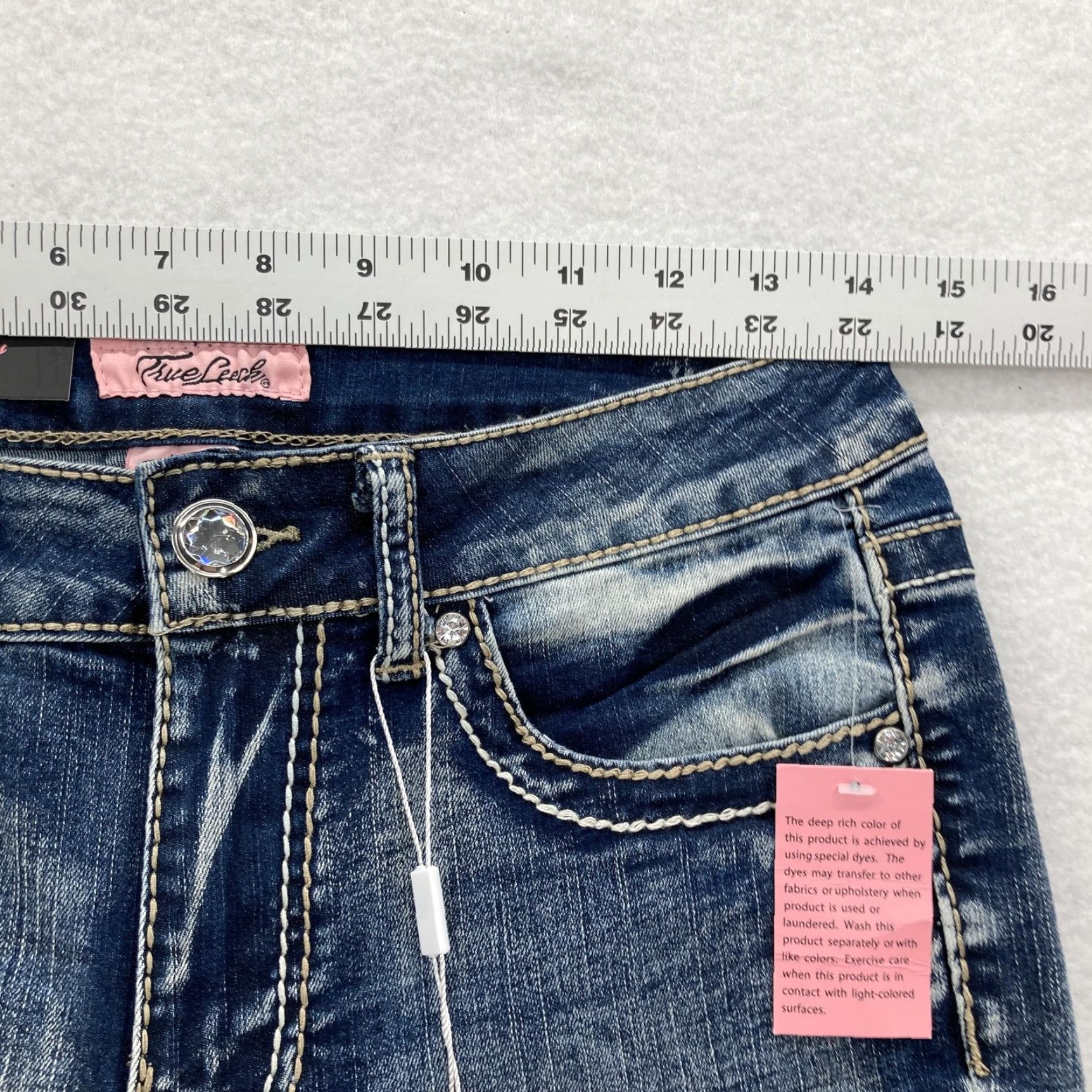Vintage True Luck Jeans Jeans Women 8 Blue Skinny Mid Rise Distressed Rhinestone Stretch Womens Size 30" / US 8 / IT 44 - 7 Thumbnail
