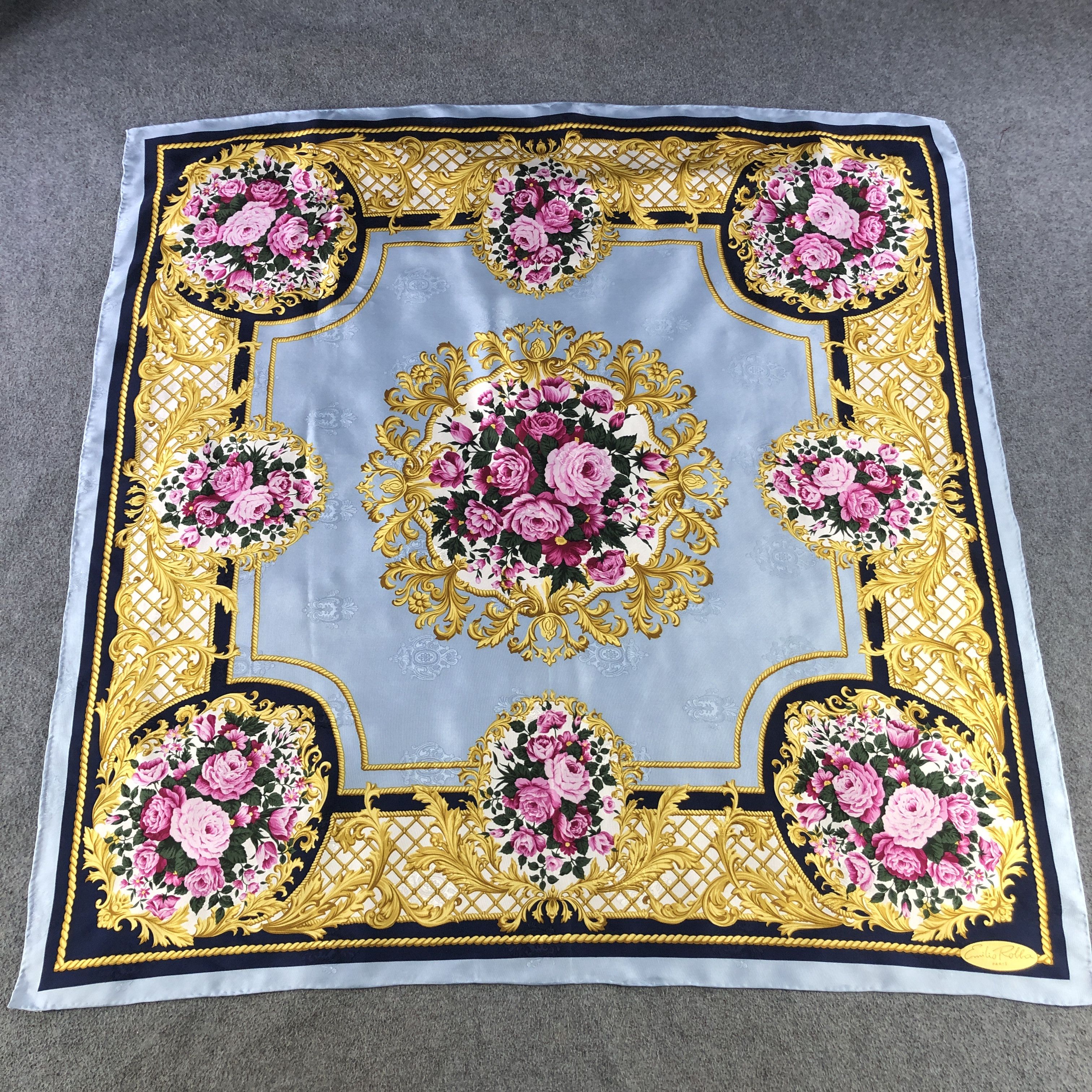 Vintage Emilio Rolla Floral Baroque Hand Rolled Silk Scarf M1408 Size ONE SIZE - 2 Thumbnail