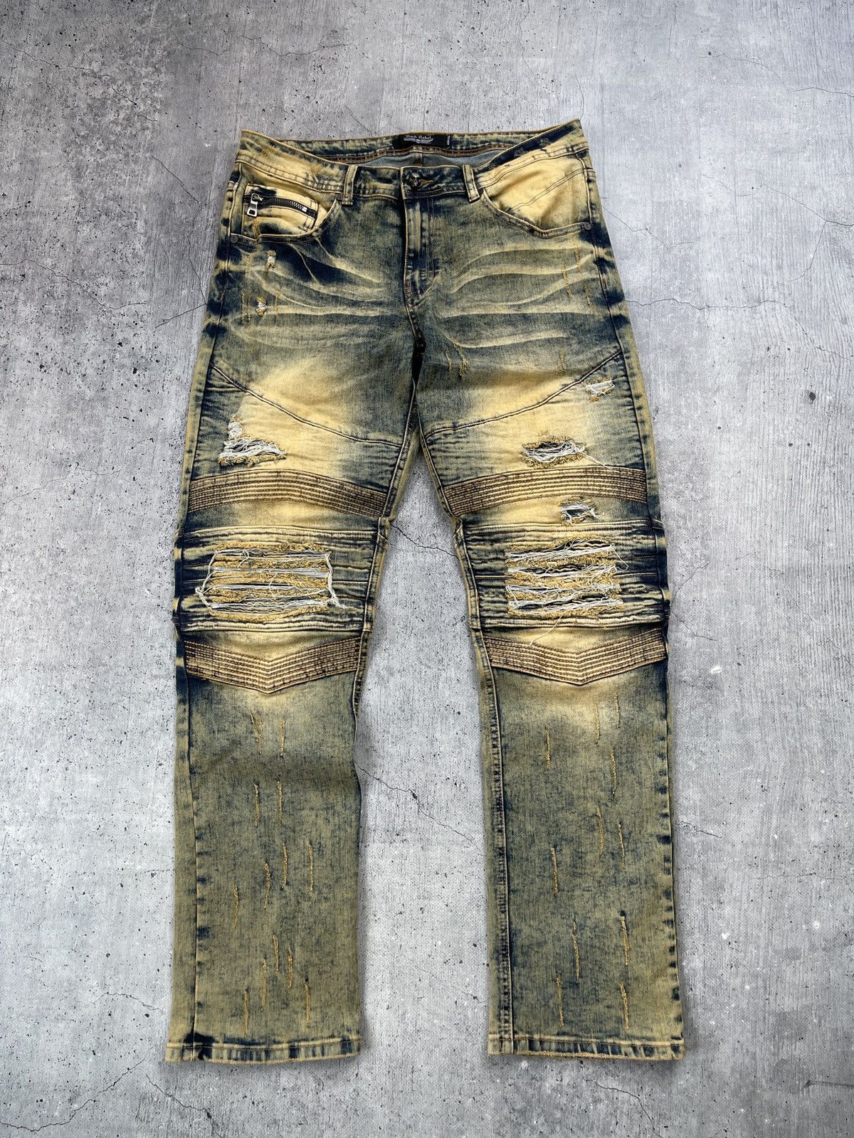 Japanese Brand Jeans Dirty Pants faded crash denim thrashed y2k distressed Size US 34 / EU 50 - 1 Thumbnail