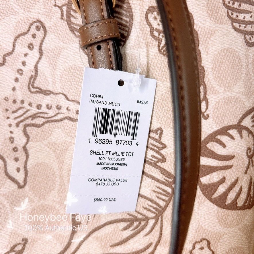 Coach Mollie Tote Bag In Signature Canvas With Shell Print CBH64 Size ONE SIZE - 6 Thumbnail