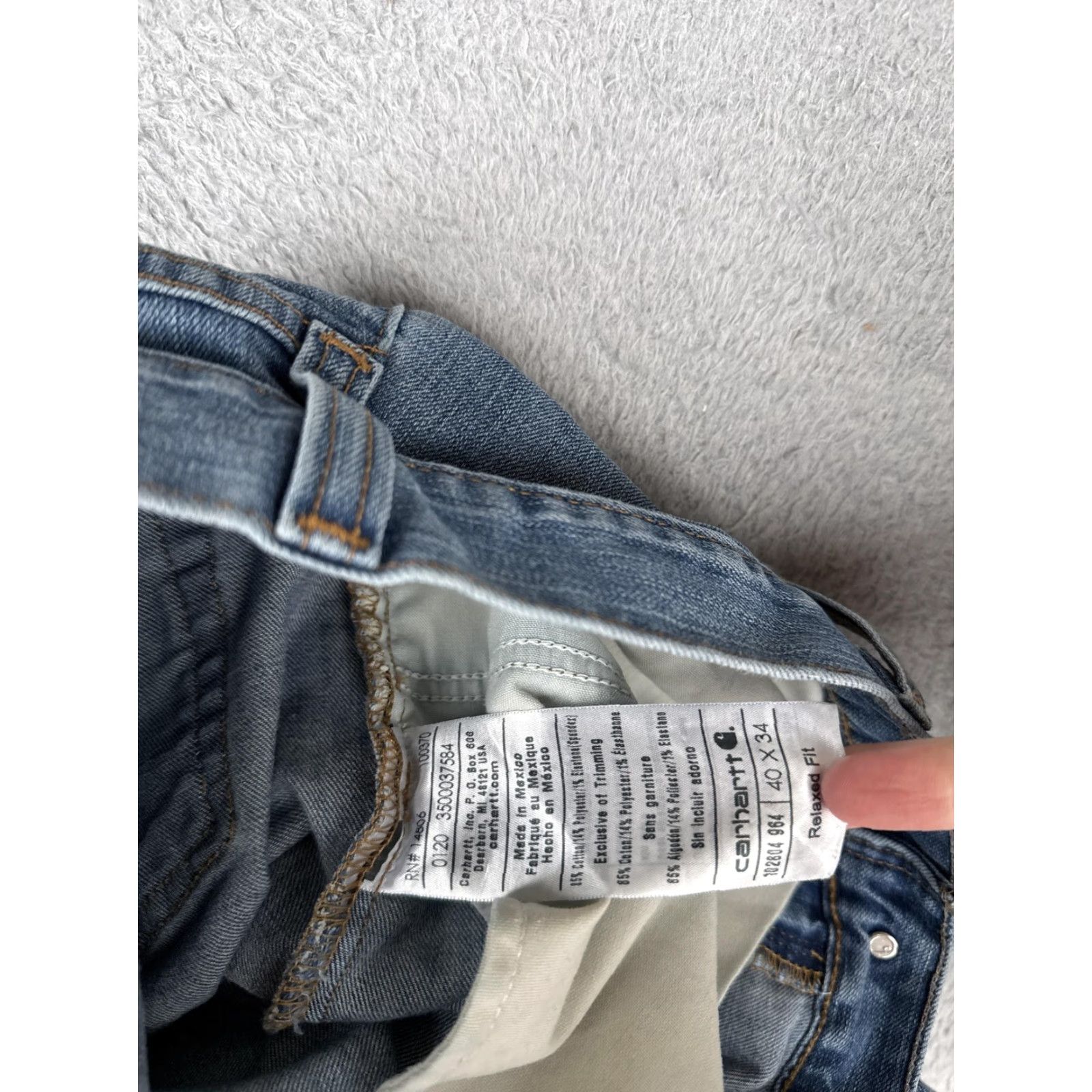 Carhartt Carhartt Jeans 40x34 Blue Medium Wash Relaxed Straight Leg Workwear Denim Mens Size US 40 / EU 56 - 7 Thumbnail